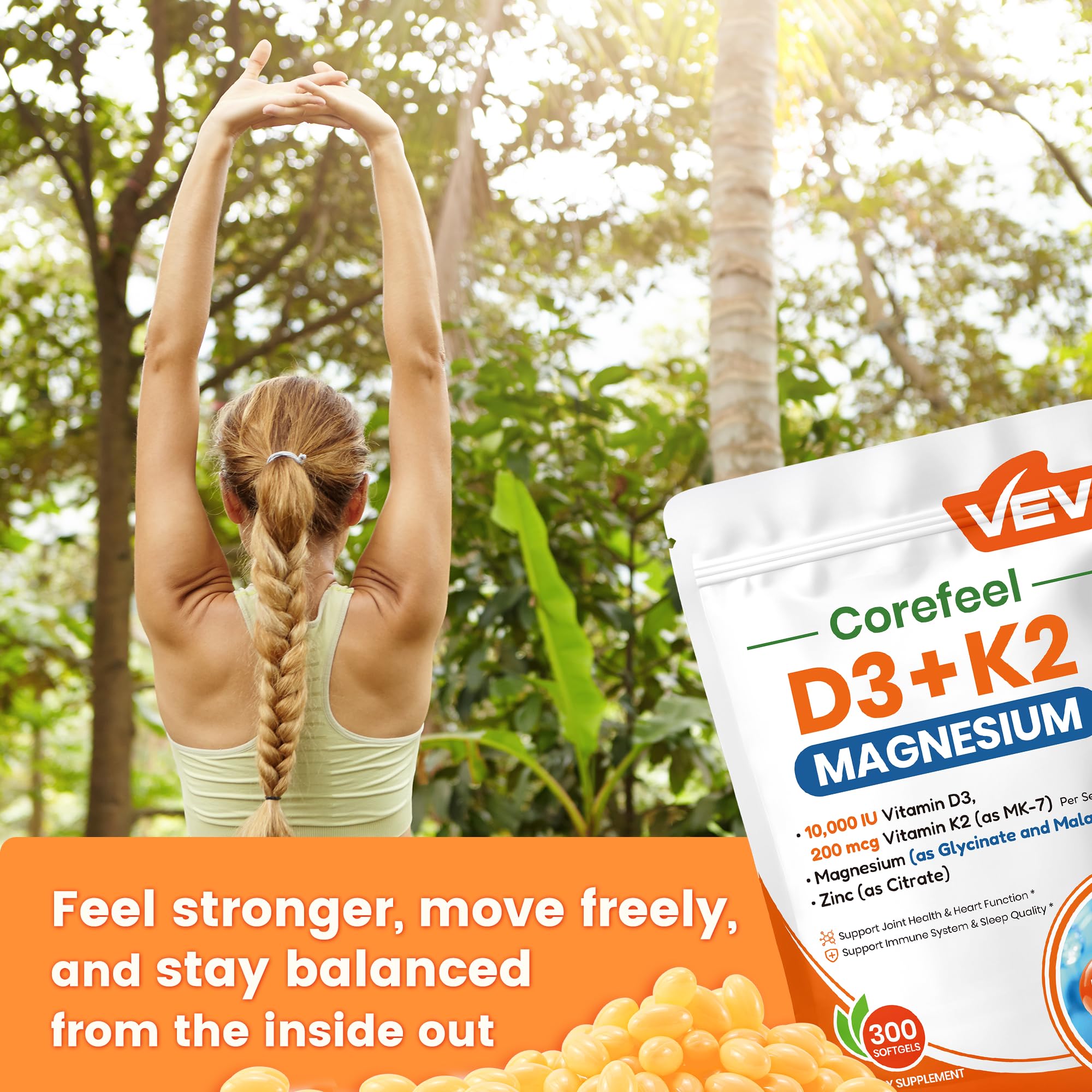 VEV Vitamin D3 K2 10,000 IU Magnesium Supplement – with Vitamin D and K (MK-7), Magnesium Glycinate & Malate, Zinc Citrate VEV buy supplements canada