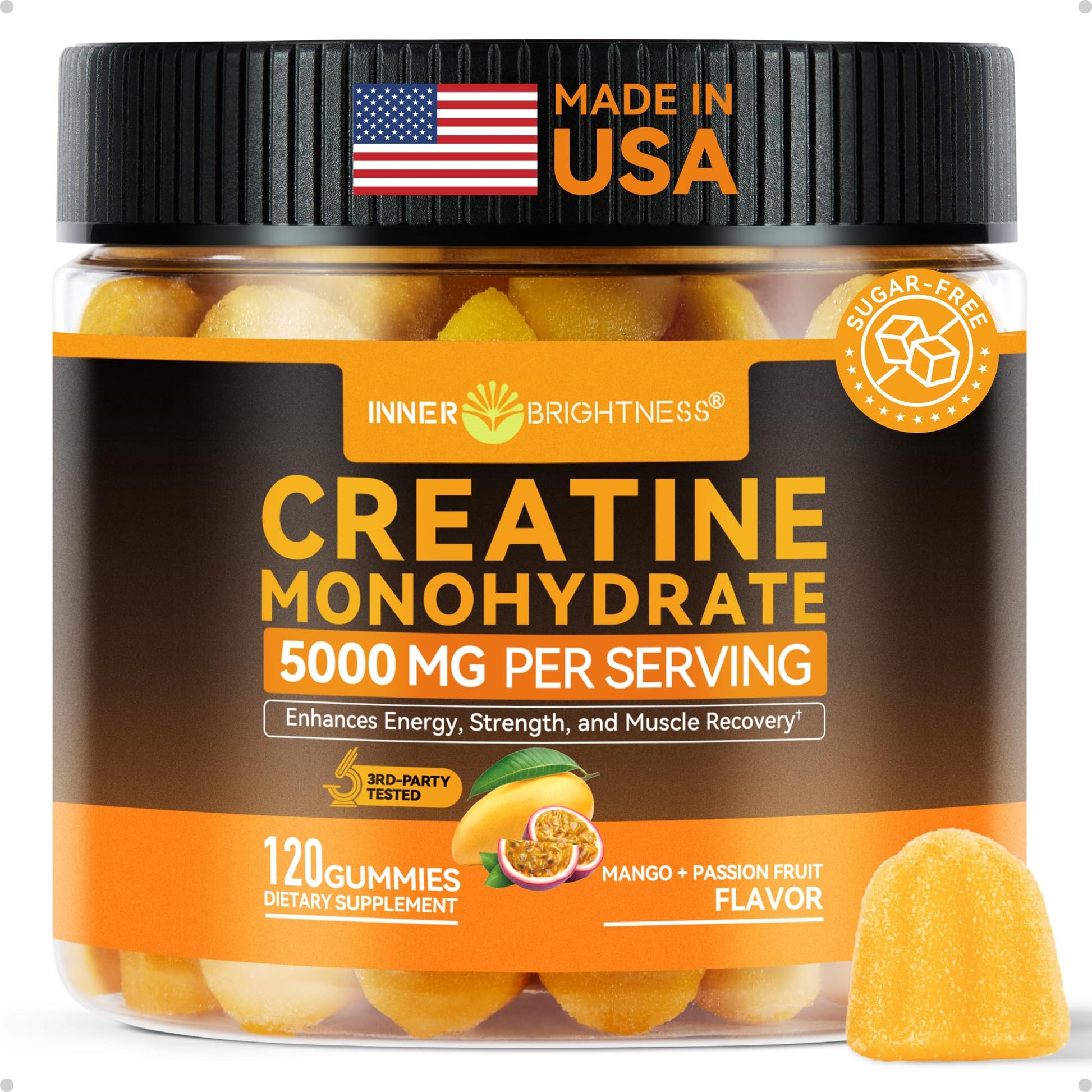 Inner Brightness Creatine Monohydrate Gummies for Men & Women 5000 mg, 3rd Party Tested, Creatine Chews for Muscle Growth, Strength & Energy Support, Sugar Free, Vegan, 120 Count, Mango Passionfruit Inner Brightness buy supplements canada