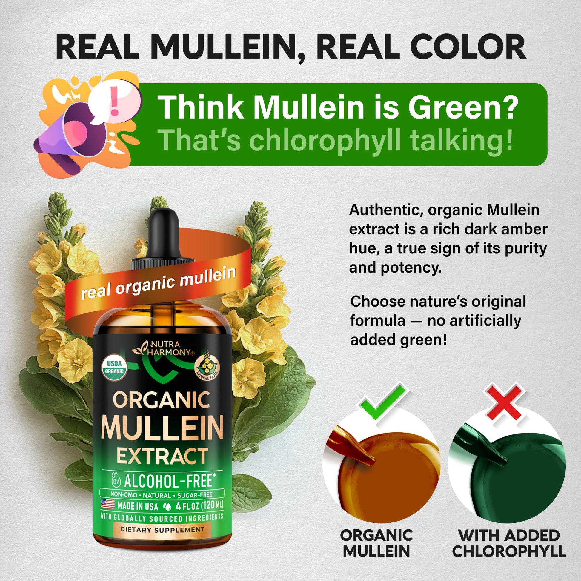 Mullein Drops for Lungs - USDA Organic Liquid - Mullein Leaf Extract Supplement - Made in USA - Lung & Bronchial Cleanse for Smokers - Respiratory Health Support NUTRAHARMONY buy supplements canada
