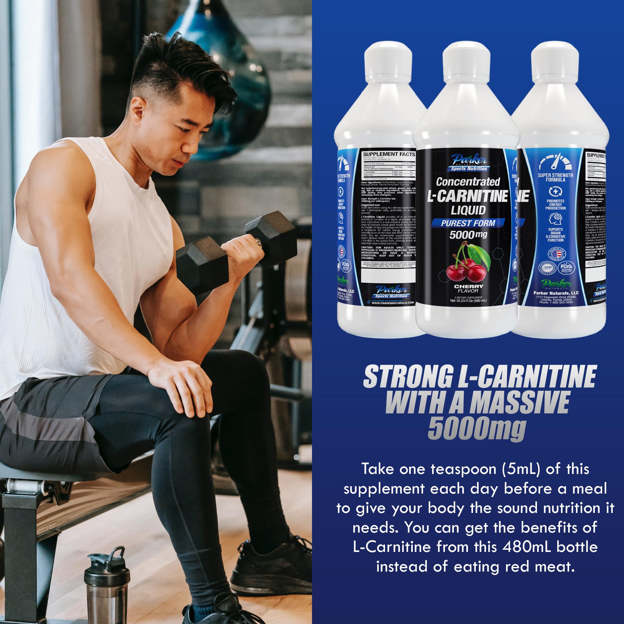 Parker Naturals L-Carnitine 5000 Mg Premium Dietary Supplement Liquid - 16 Oz All Natural Parker Naturals buy supplements canada