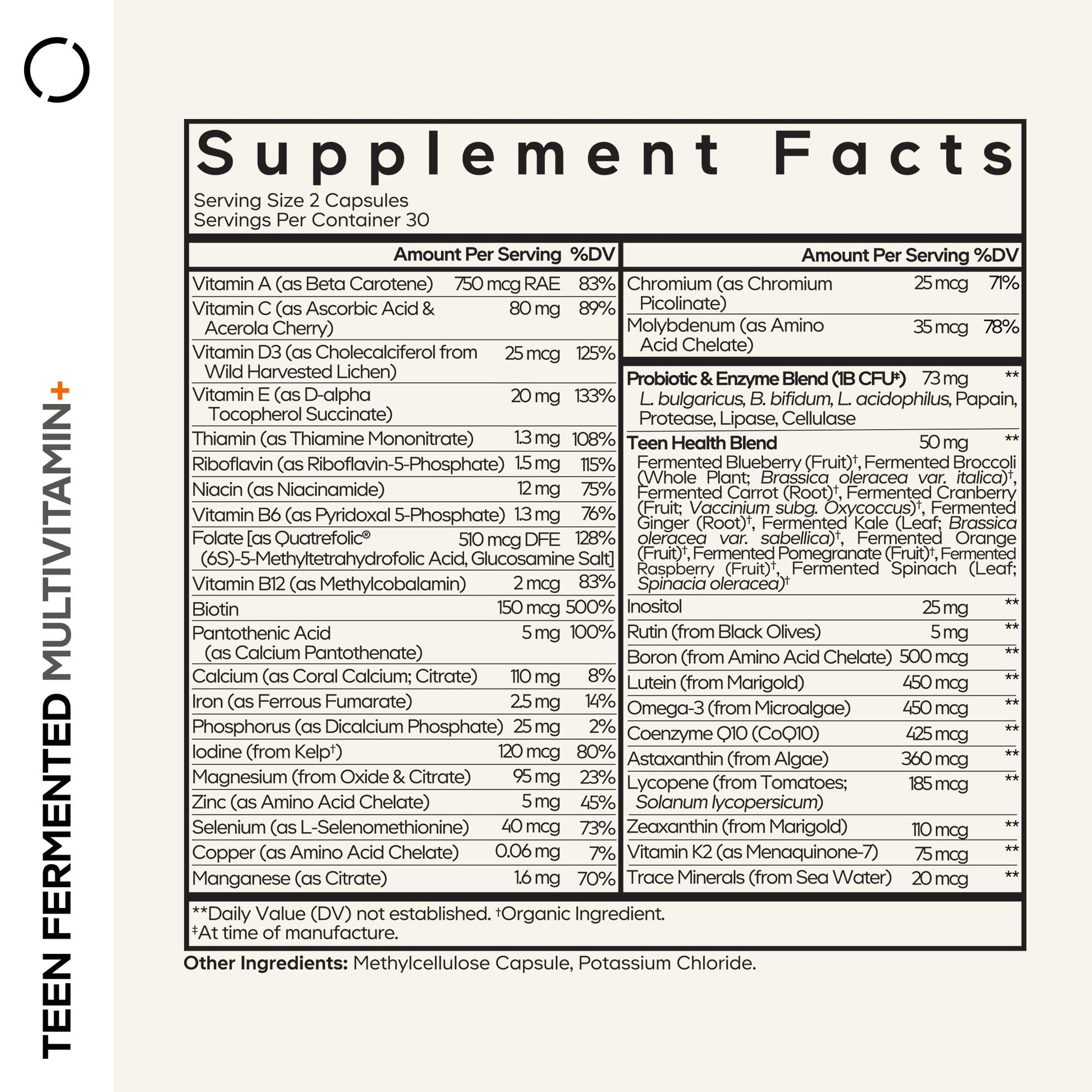 Codeage Teen Multivitamin Supplement – Daily Vitamins and Minerals for Teen Boys and Girls – Organic Whole Food Formula with Omega-3 and Vitamins A to K - 60 Capsules Codeage buy supplements canada