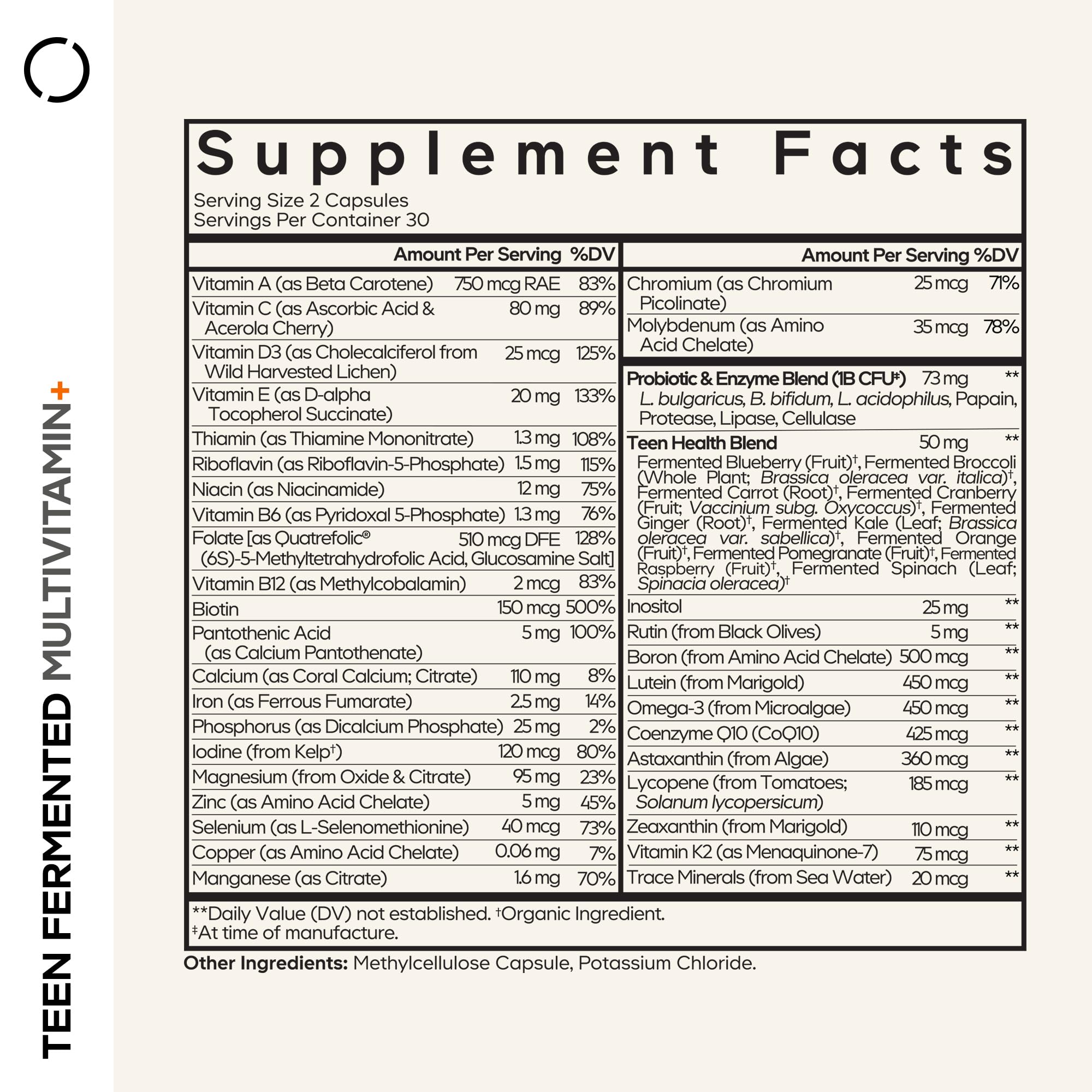 Codeage Teen Multivitamin Supplement – Daily Vitamins and Minerals for Teen Boys and Girls – Organic Whole Food Formula with Omega-3 and Vitamins A to K - 60 Capsules Codeage buy supplements canada