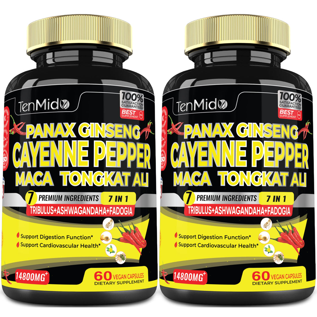 2 Packs 60 Caps 14800mg - Cayenne Pepper Supplements Extract Capsules - Tongkat Ali Tenmido buy supplements canada