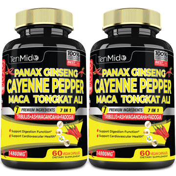 2 Packs 60 Caps 14800mg - Cayenne Pepper Supplements Extract Capsules - Tongkat Ali Tenmido buy supplements canada