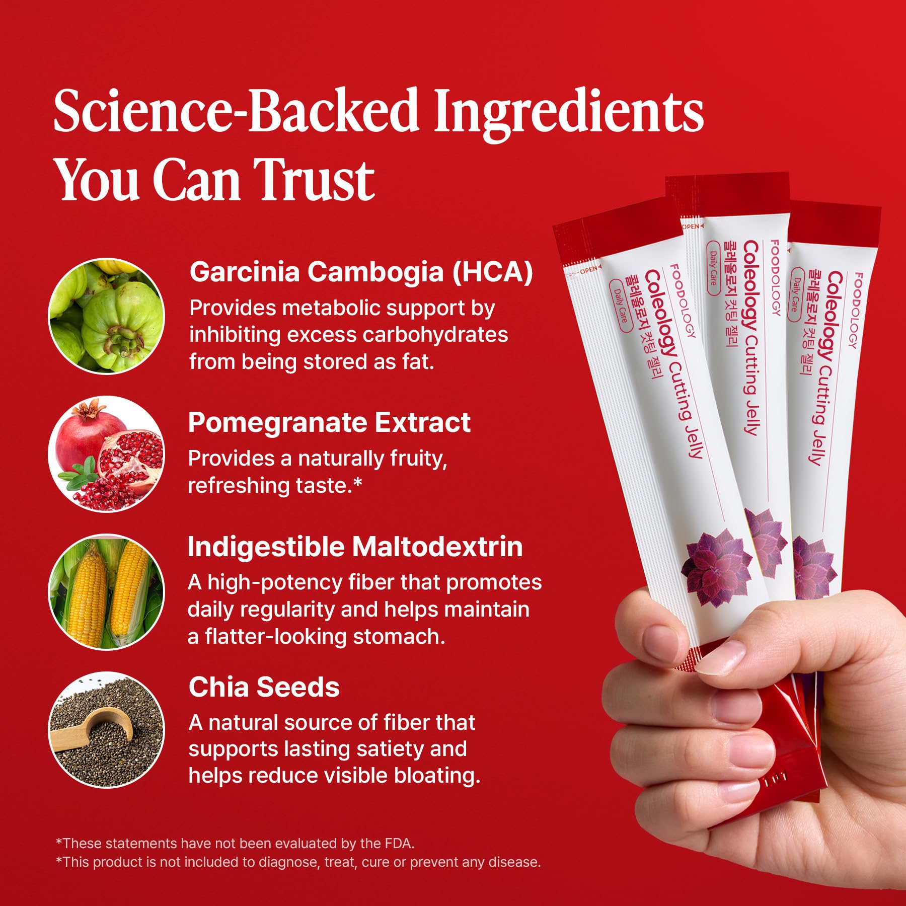 FOODOLOGY Coleology Cutting Stick Jelly (Pomegranate) – Dietary Fiber Supplement for Healthy Weight Management, Chia Seeds & Garcinia Cambogia FOODOLOGY buy supplements canada