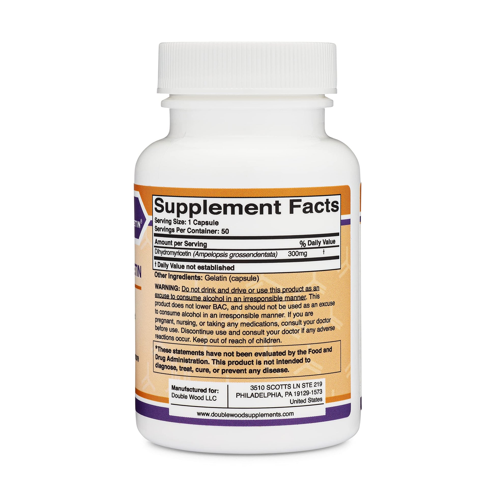 Dihydromyricetin (DHM) 50 Capsules, 300mg, Liver Support Supplement (Third Party Double Wood Supplements buy supplements canada