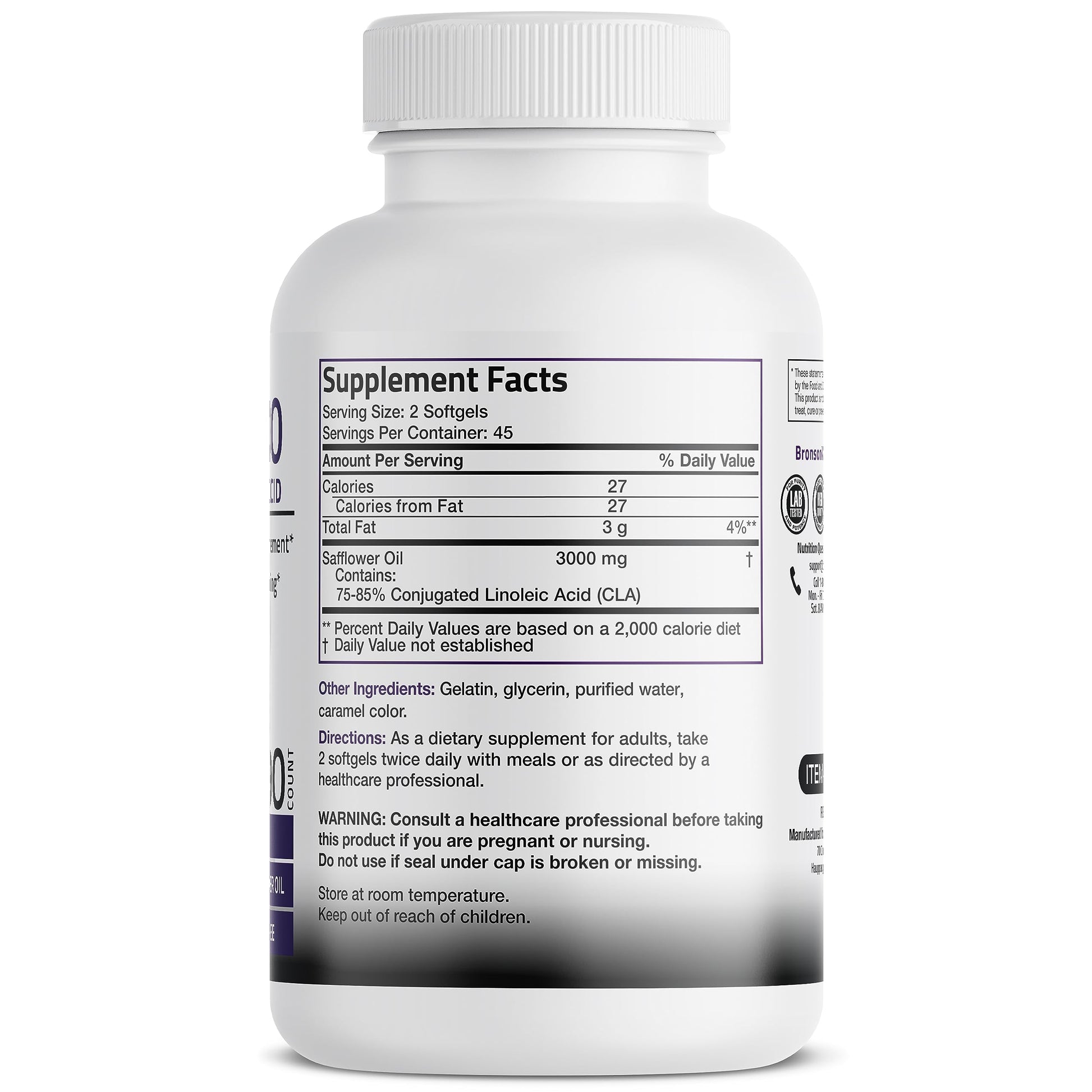 Bronson CLA 3000 Extra High Potency Supports Healthy Weight Managem Bronson buy supplements canada
