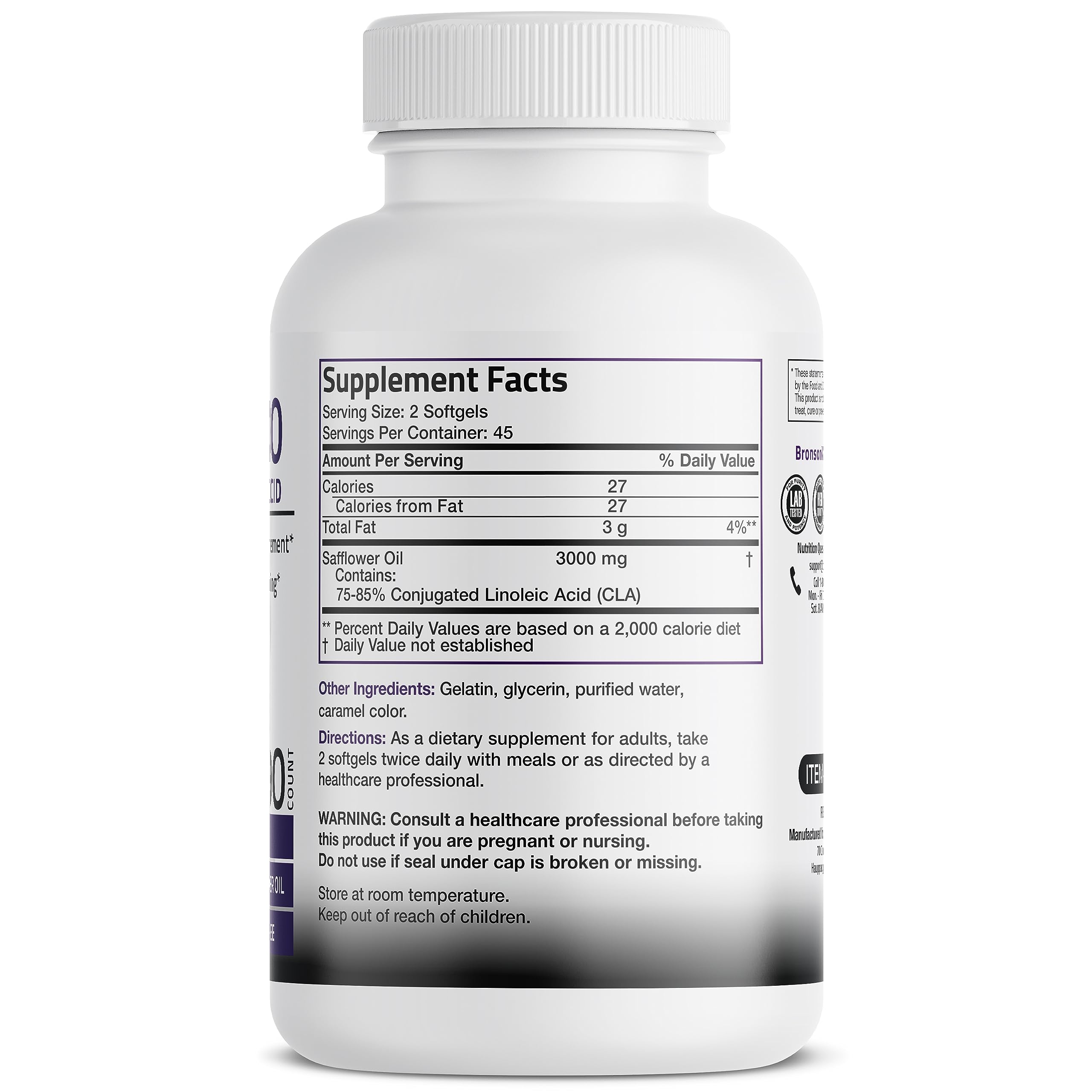 Bronson CLA 3000 Extra High Potency Supports Healthy Weight Managem Bronson buy supplements canada