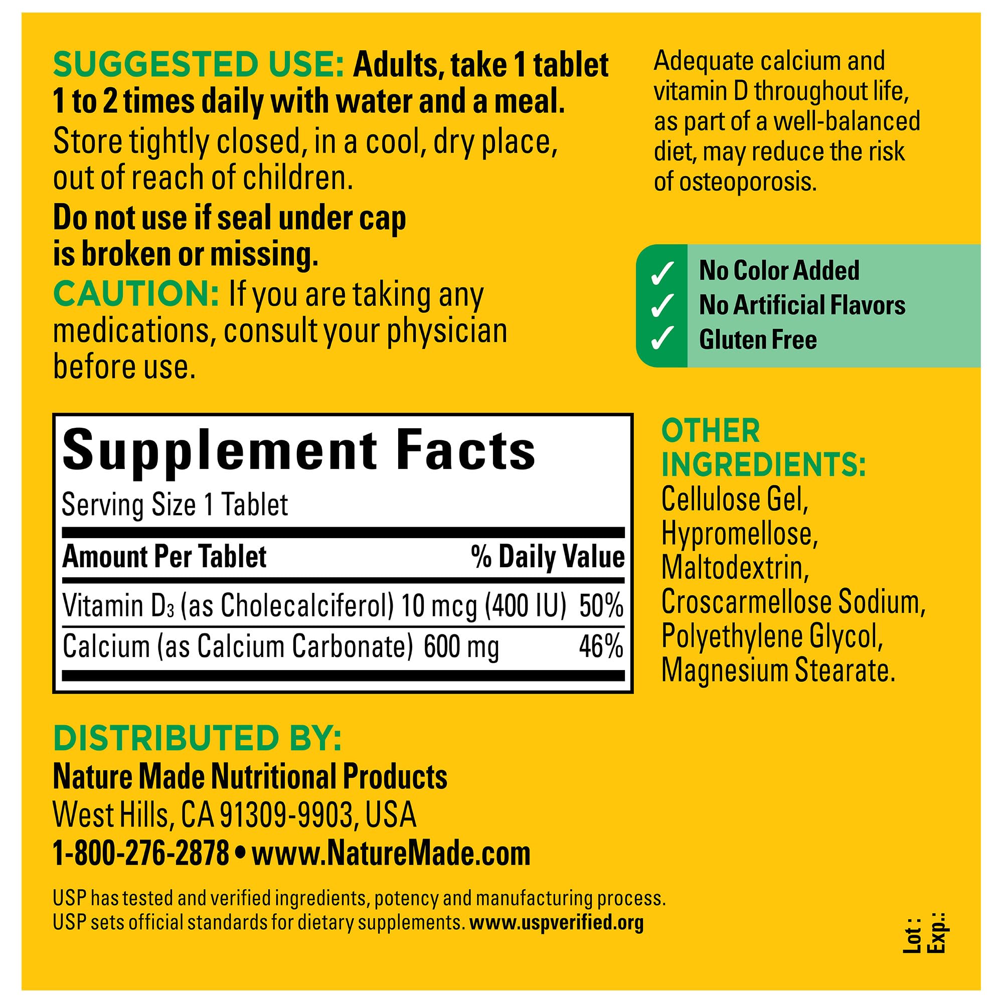 Nature Made Calcium 600 mg with Vitamin D3, Dietary Supplement for Bone Support, 220 Tablets Nature Made buy supplements canada