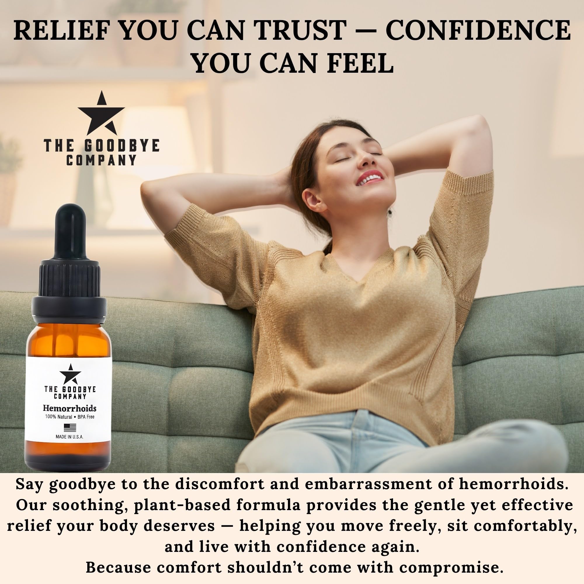The Goodbye Company Organic Hemorrhoid Relief Serum - Natural Witch Hazel Treatment for Pain, Itch & Swelling - Internal External Soothing Formula - Vegan, USA Made, 15mL The Goodbye Company buy supplements canada