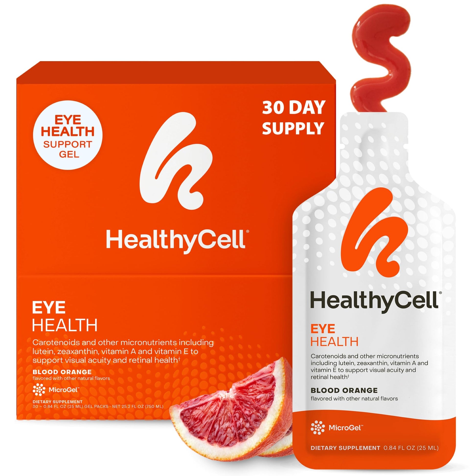 Healthycell Eye Health Daily Liquid Supplement - Eye Vitamins & Minerals with Lutein, Zeaxanthin, Astaxanthin & Beta Carotene for Sight Care & Macular Support - 30 Gel Packs Healthycell buy supplements canada
