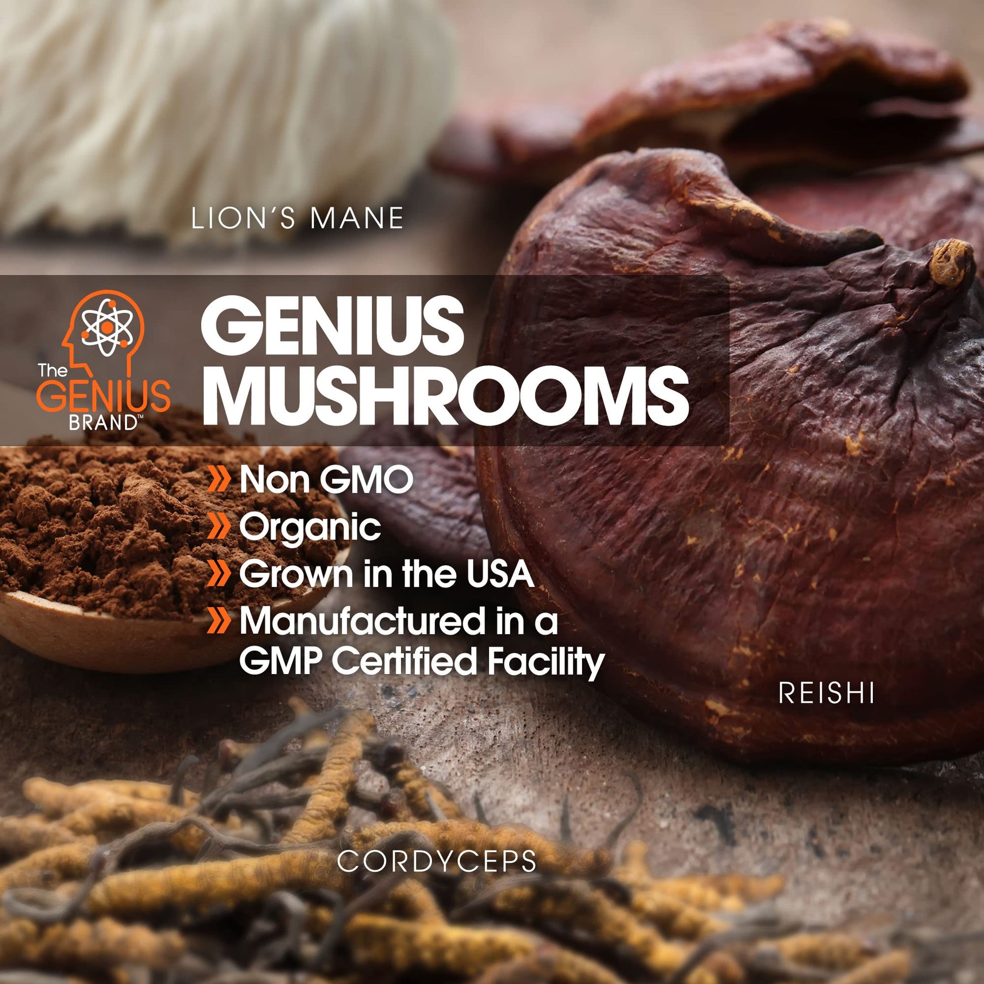 The Genius Brand - Lions Mane, Cordyceps and Reishi- Genius Mushroom The Genius Brand buy supplements canada