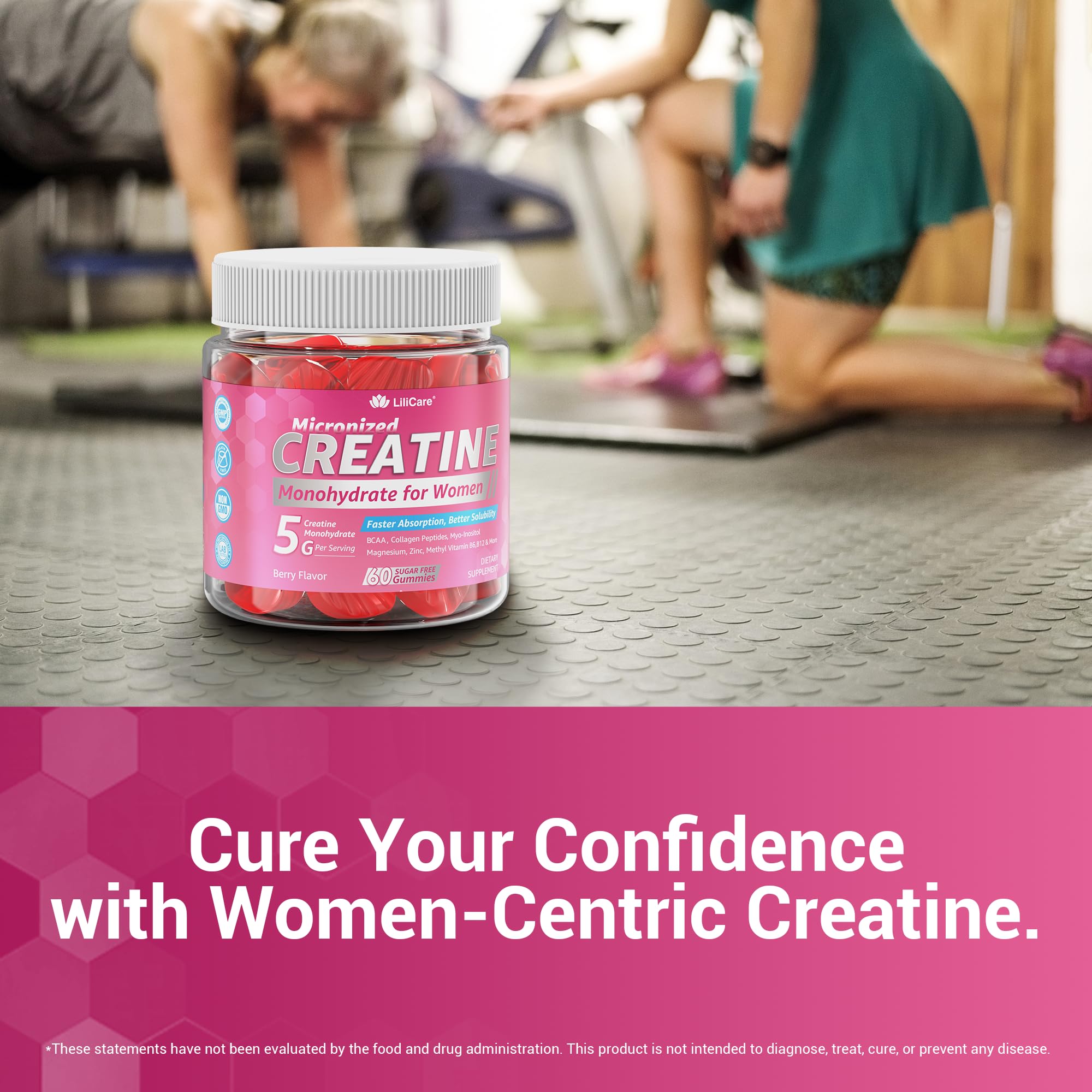 Creatine for Women Gummies, Micronized Creatine Monohydrate + Myo-Inositol, Collagen Peptides, BCAAs, Hyaluronic Acid, Vitamin B6 B12, Zinc for Enërgy, Föcus, Hörmonal Balance, Sugar Free, 120 Counts LILICARE buy supplements canada