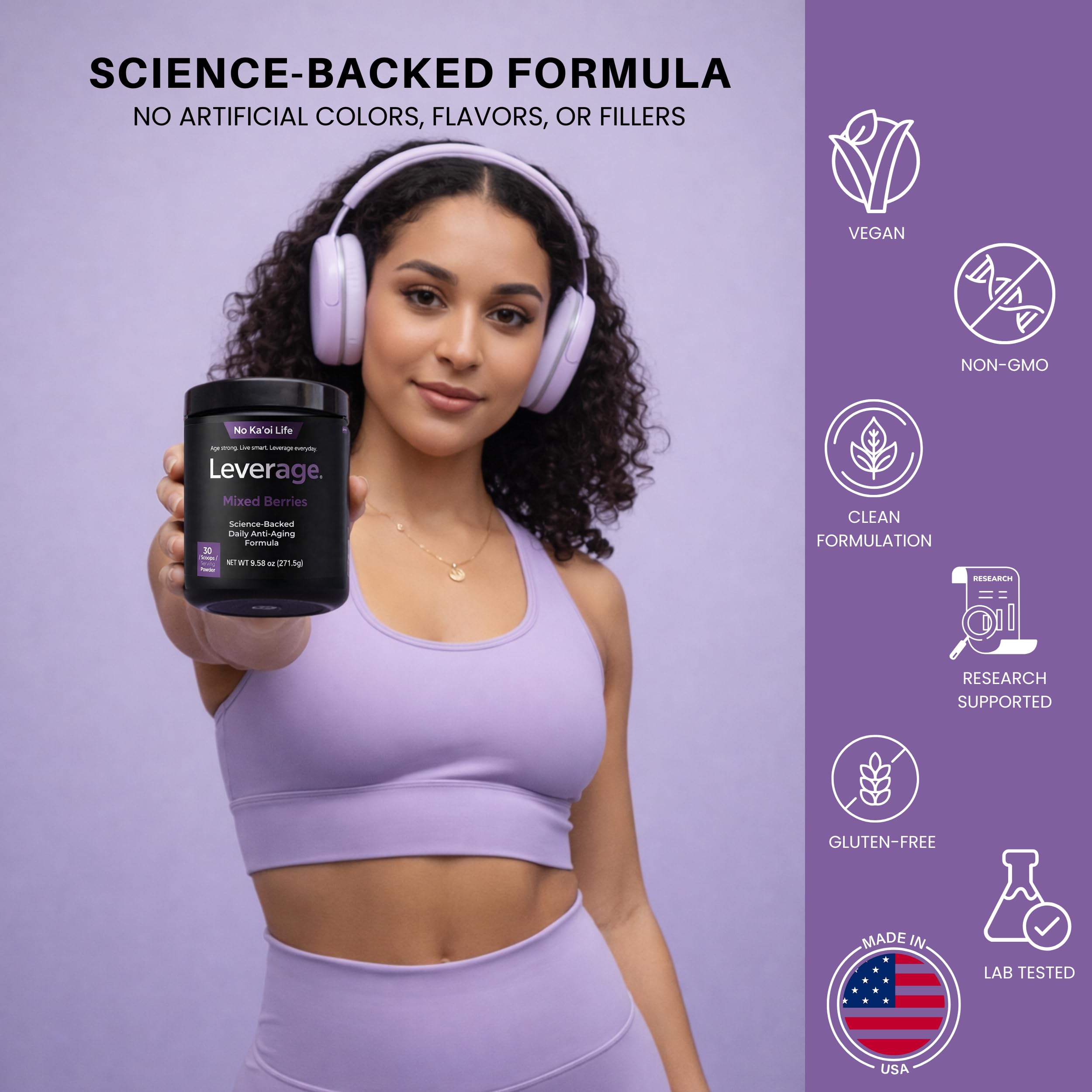 Leverage Mixed Berries Anti–Aging Supplement & Longevity Mix - Daily Wellness Multivitamin Powder with Hyaluronic Acid, L-Glycine & Magnesium for Skin, Energy, Cognitive Function & Joint–30 Servings Leverage buy supplements canada