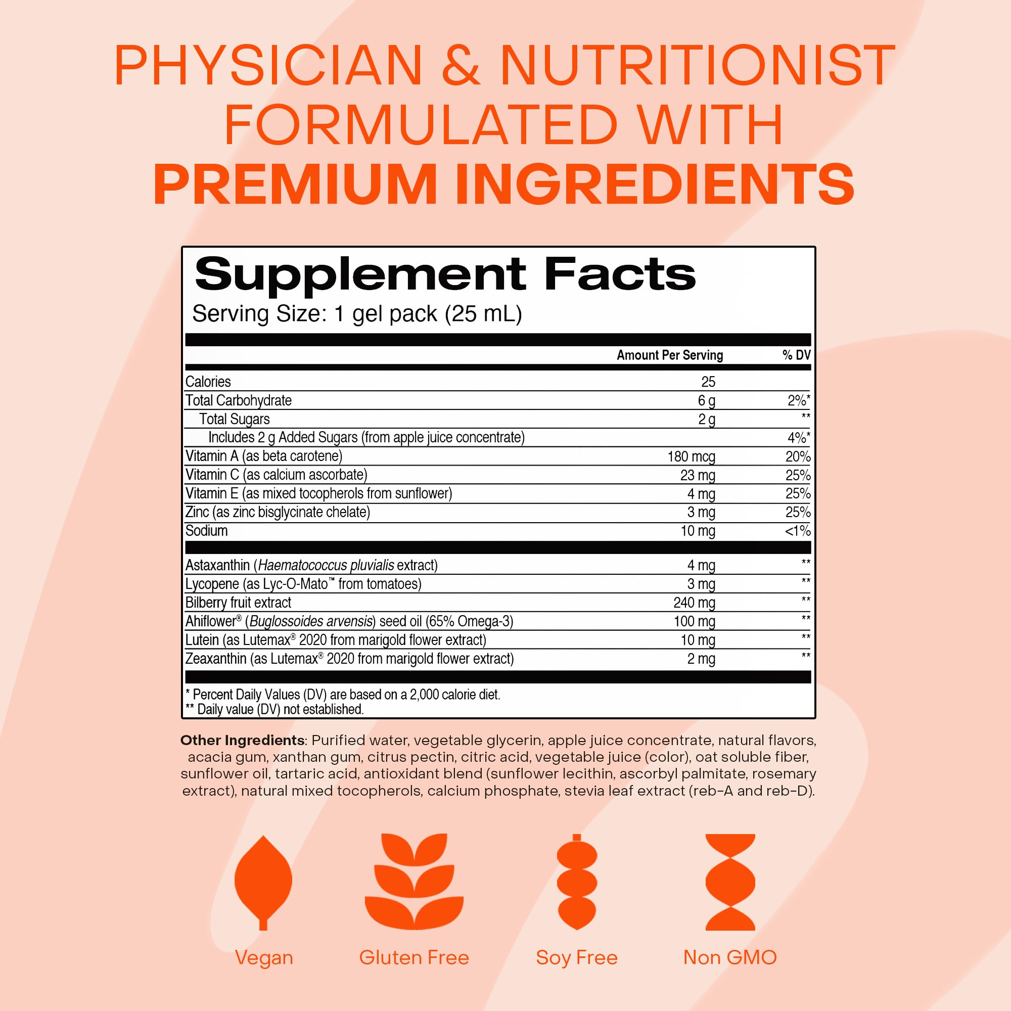 Healthycell Eye Health Daily Liquid Supplement - Eye Vitamins & Minerals with Lutein, Zeaxanthin, Astaxanthin & Beta Carotene for Sight Care & Macular Support - 30 Gel Packs Healthycell buy supplements canada