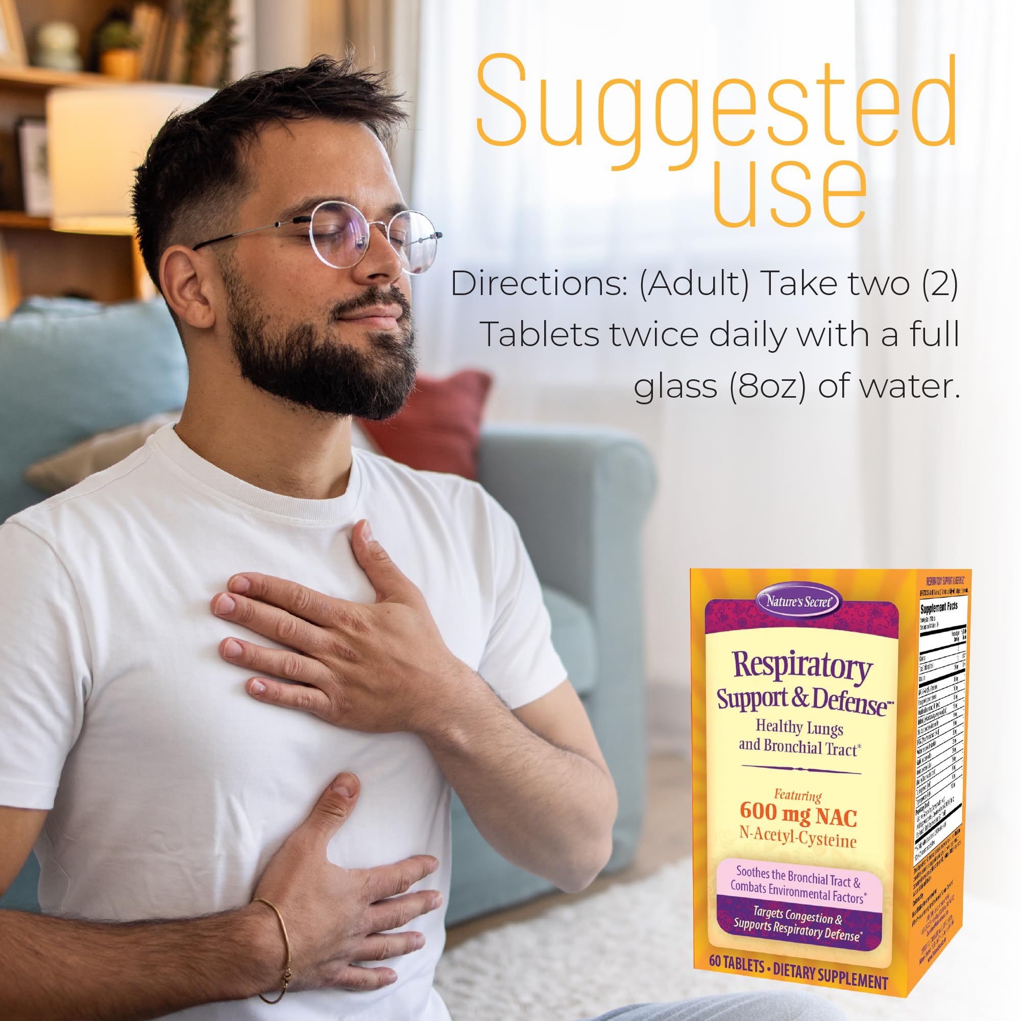 Nature's Secret Respiratory Support & Defense - 60 Tablets - Promotes Healthy Lungs & Bronchial Tract - With NAC, Fenugreek & Marshmallow - 30 Total Servings Nature's Secret buy supplements canada