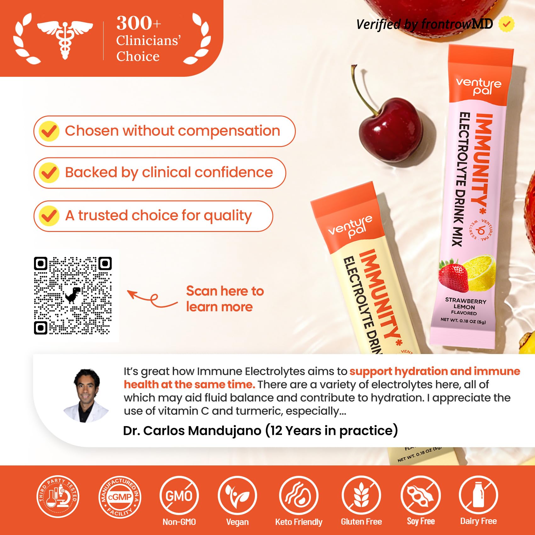 Venture Pal 2-in-1 Hydration + Immune Electrolytes Powder Packets with 7 Electrolytes & 6 Vitamins, Elderberry, Turmeric, Echinacea | Liquid Daily IV Drink Mix Venture Pal buy supplements canada