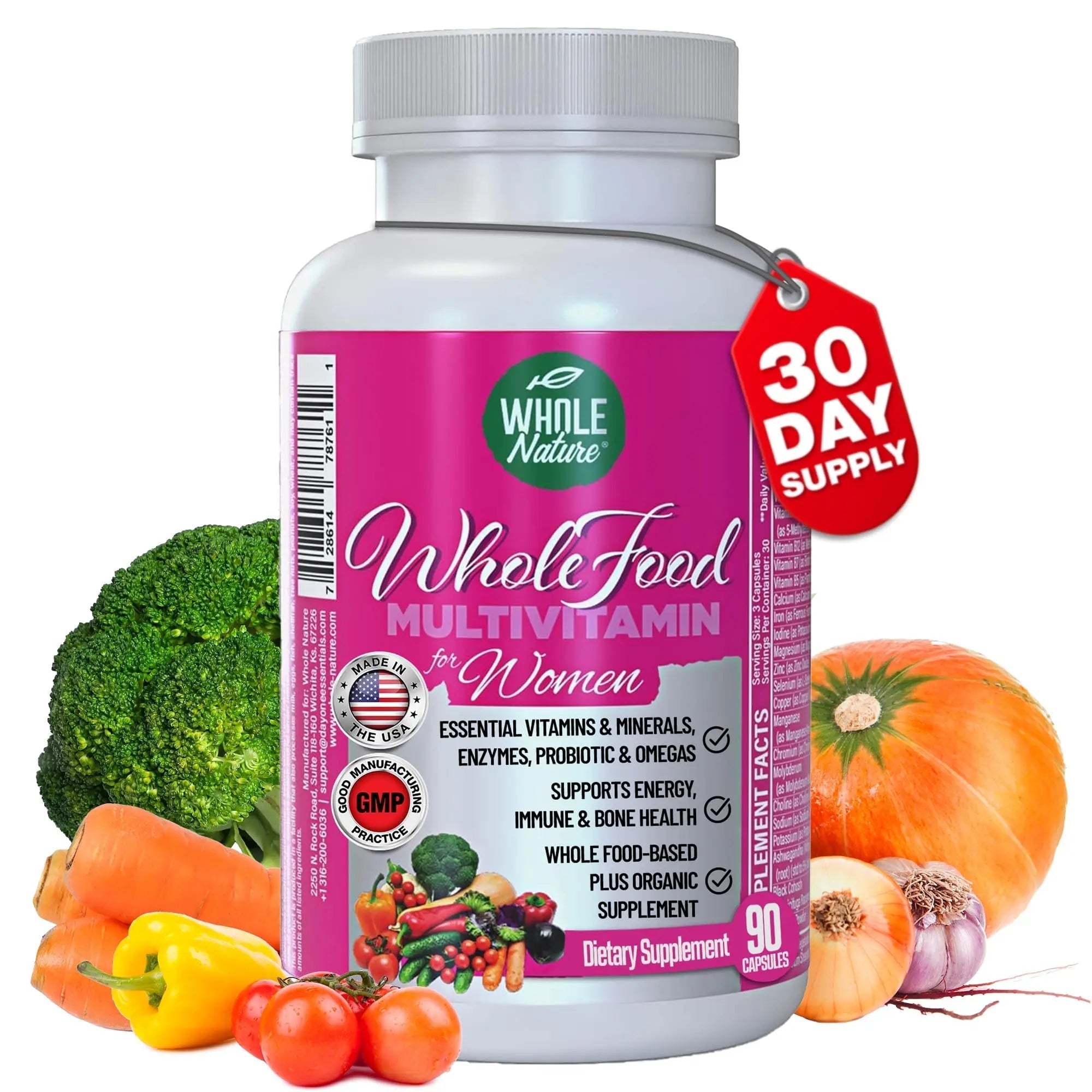 Whole Nature Whole Food Multivitamin for Women Womens Multi Vitamin with Folate, B12 Methyl, Vitamins, Minerals, Probiotics and Omegas Whole Nature buy supplements canada