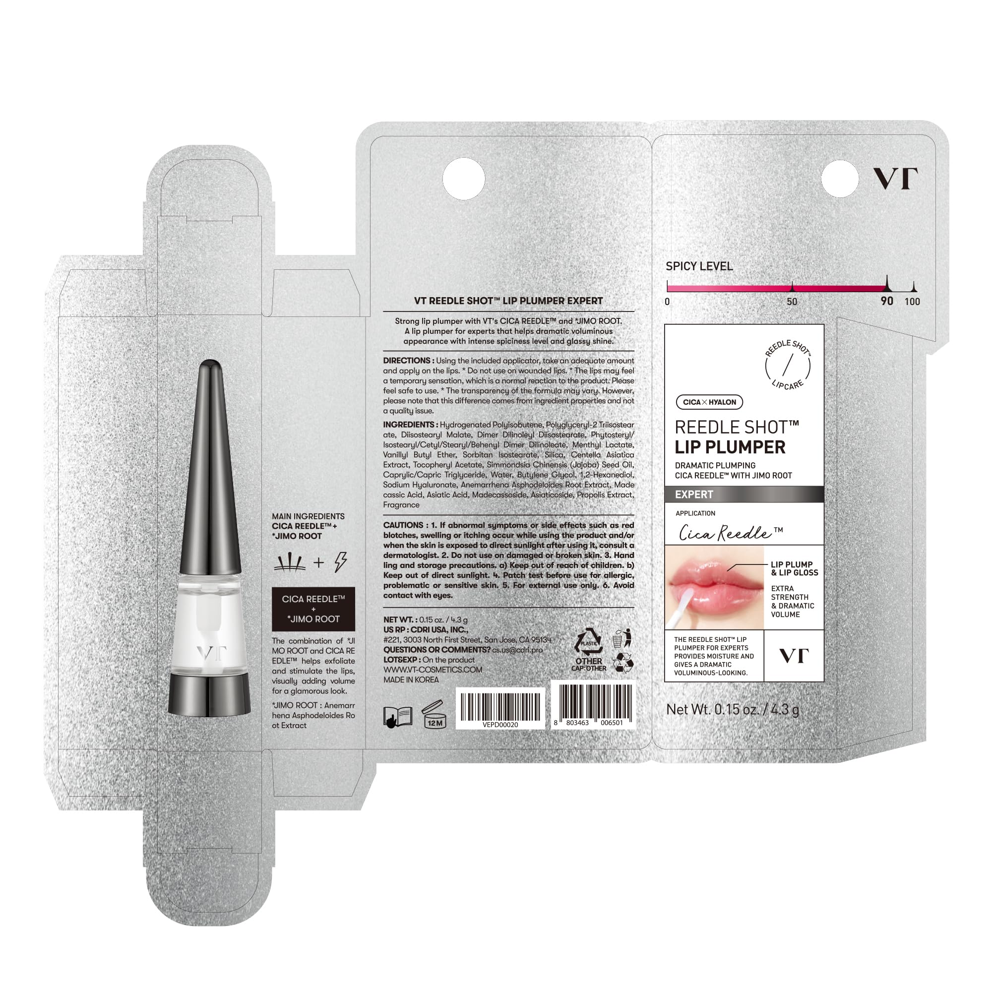 VTCOSMETICS Reedle Shot Lip Plumper, 0.15 oz (4.3 g), Moisturizing, Transparent, Lip Gloss, Fragrance-free, Korean Cosmetics (Expert) VT COSMETICS buy supplements canada