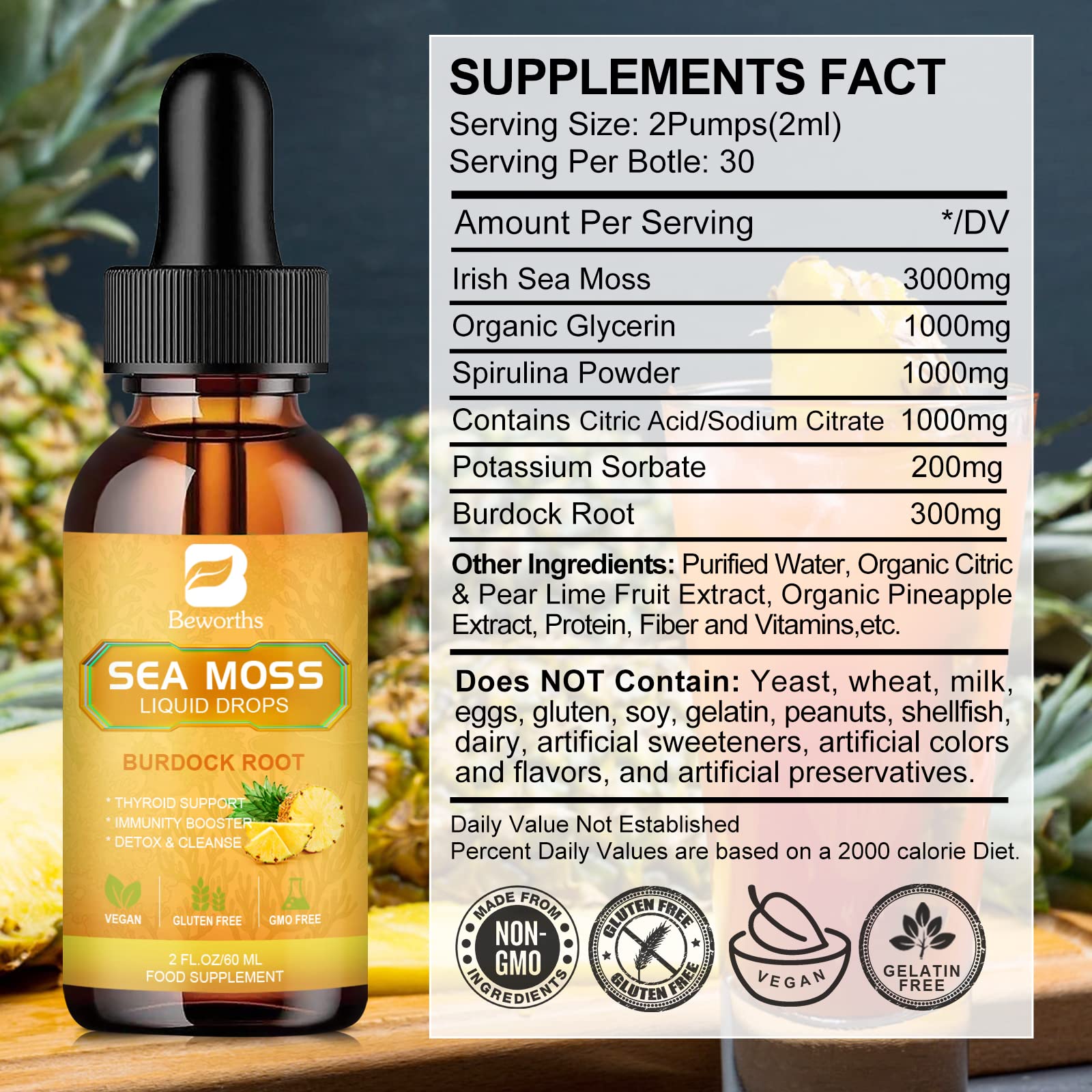 B BEWORTHS Sea Moss Liquid Drops - Organic Irish Sea Moss Gel with Burdock Root B BEWORTHS buy supplements canada