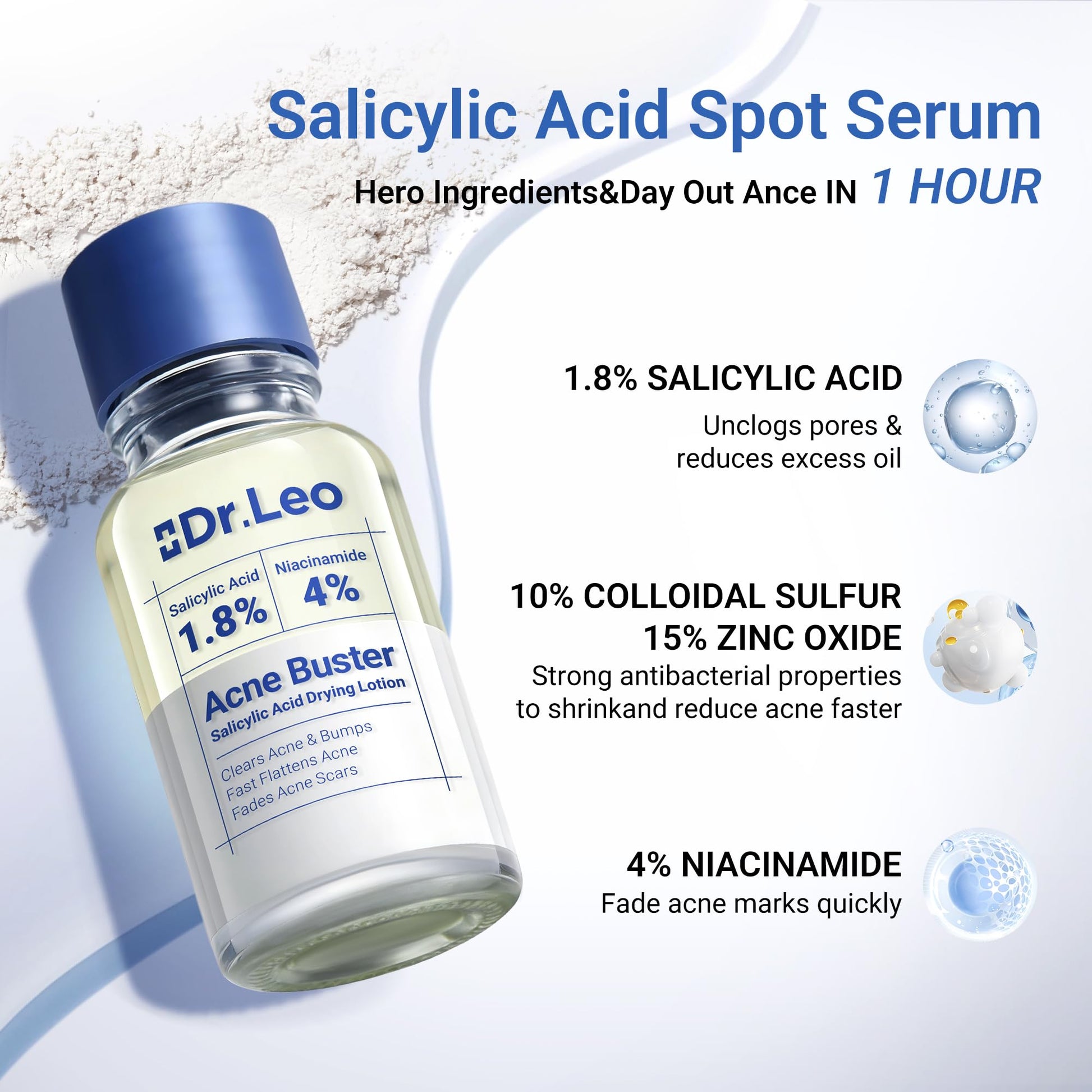 Dr.Leo 1.8% Salicylic Acid Spot Serum, Acne Treatment for Acne-Prone Sensitive Skin | Niacinamide, Fast Pimple Relief, Fades Acne Marks Dr.Leo buy supplements canada
