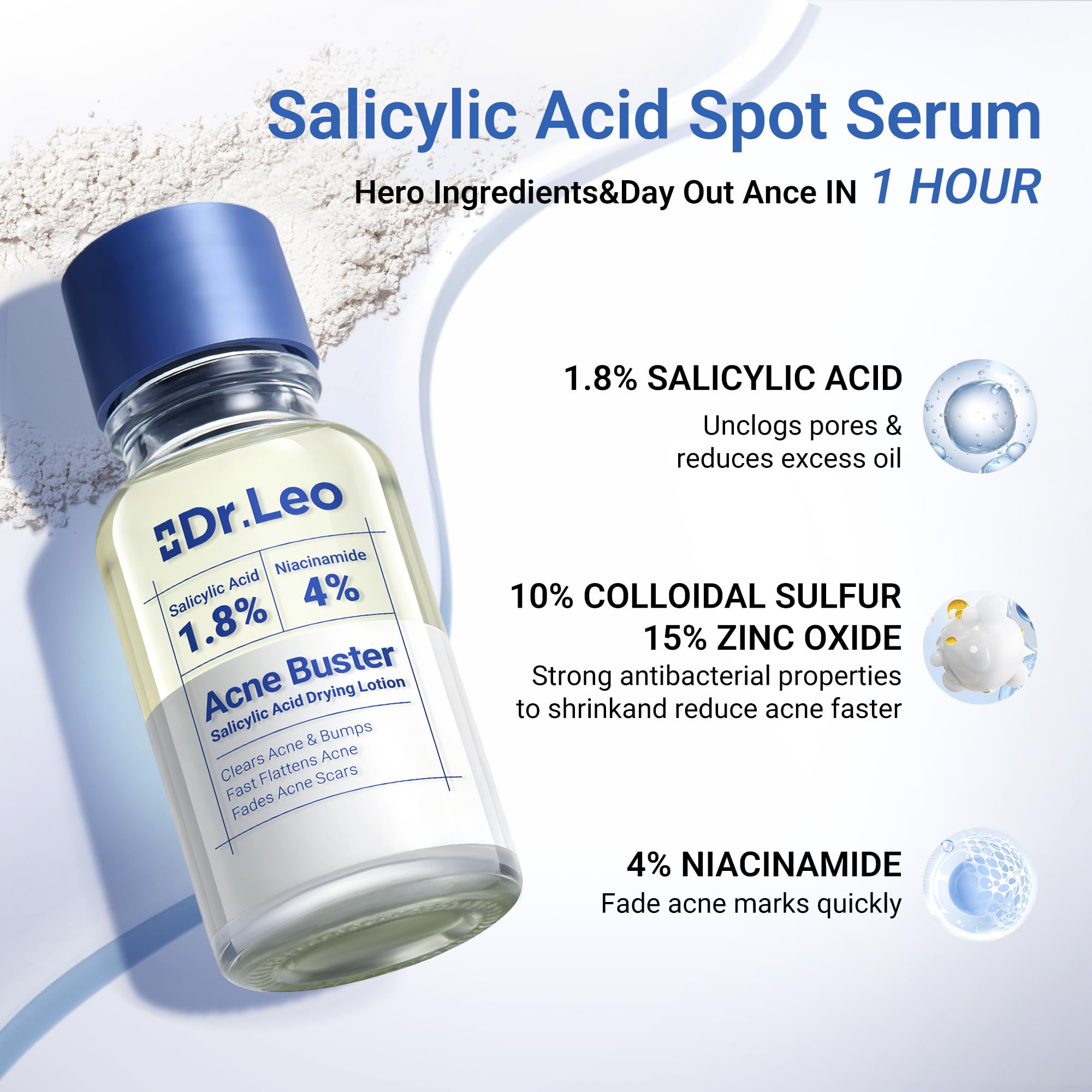 Dr.Leo 1.8% Salicylic Acid Spot Serum, Acne Treatment for Acne-Prone Sensitive Skin | Niacinamide, Fast Pimple Relief, Fades Acne Marks Dr.Leo buy supplements canada