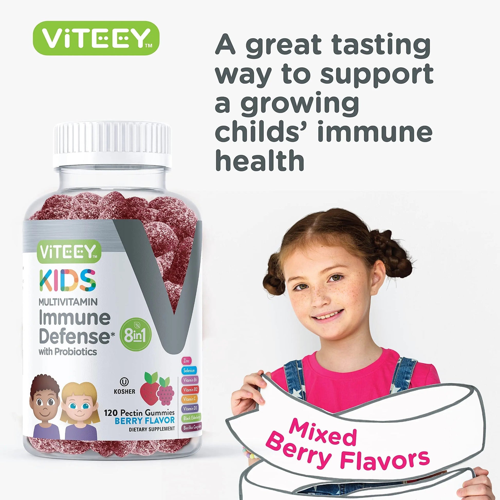 Viteey Kids Multivitamin Gummies with Probiotics - 8-1 Kids Vitamins for Immune Health Support with Vitamin C, D3, B12, B6 Viteey buy supplements canada