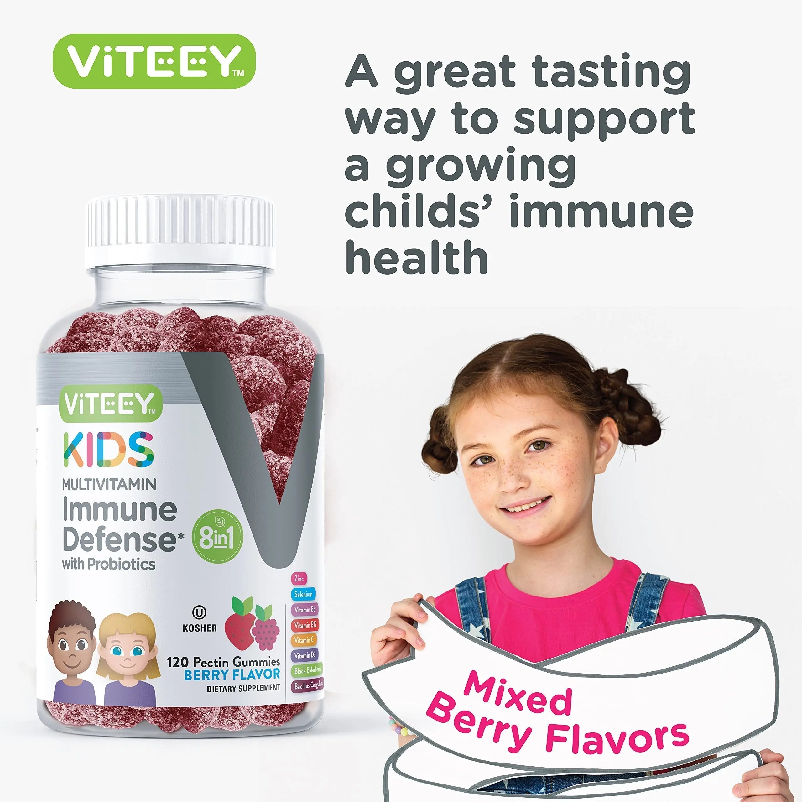Viteey Kids Multivitamin Gummies with Probiotics - 8-1 Kids Vitamins for Immune Health Support with Vitamin C, D3, B12, B6 Viteey buy supplements canada
