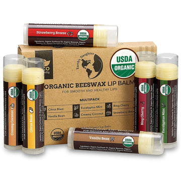 Earth's Daughter USDA Organic Lip Balm 6-Pack - Fruit Flavors, Beeswax, Coconut Oil, Vitamin E - Best Lip Repair Earth's Daughter buy supplements canada