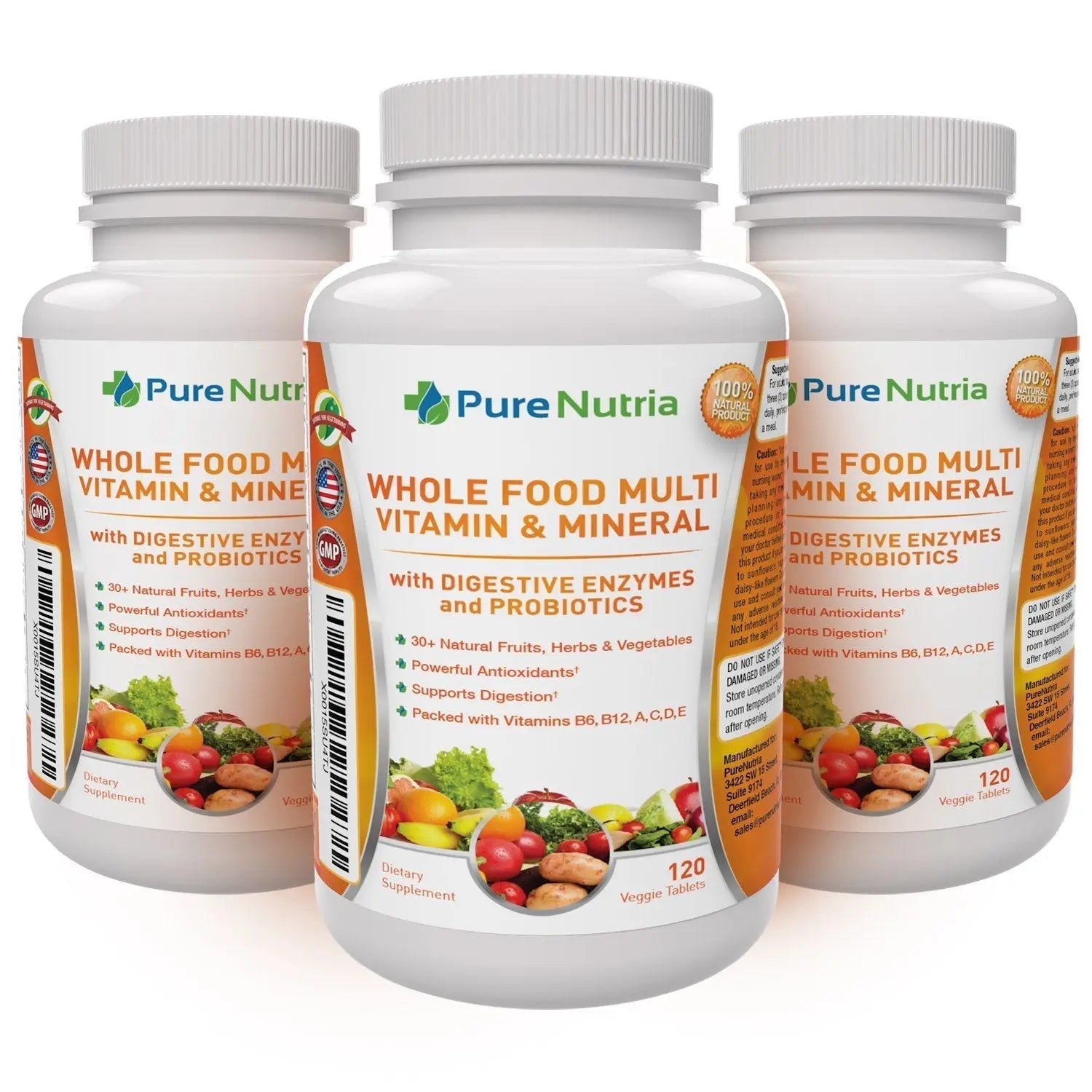 Whole Food MultiVitamin and Minerals with Probiotic Enzymes - 120 Multivitamins for Women and Men - Packed with WholeFood and Herbal Ingredients PureNutria buy supplements canada