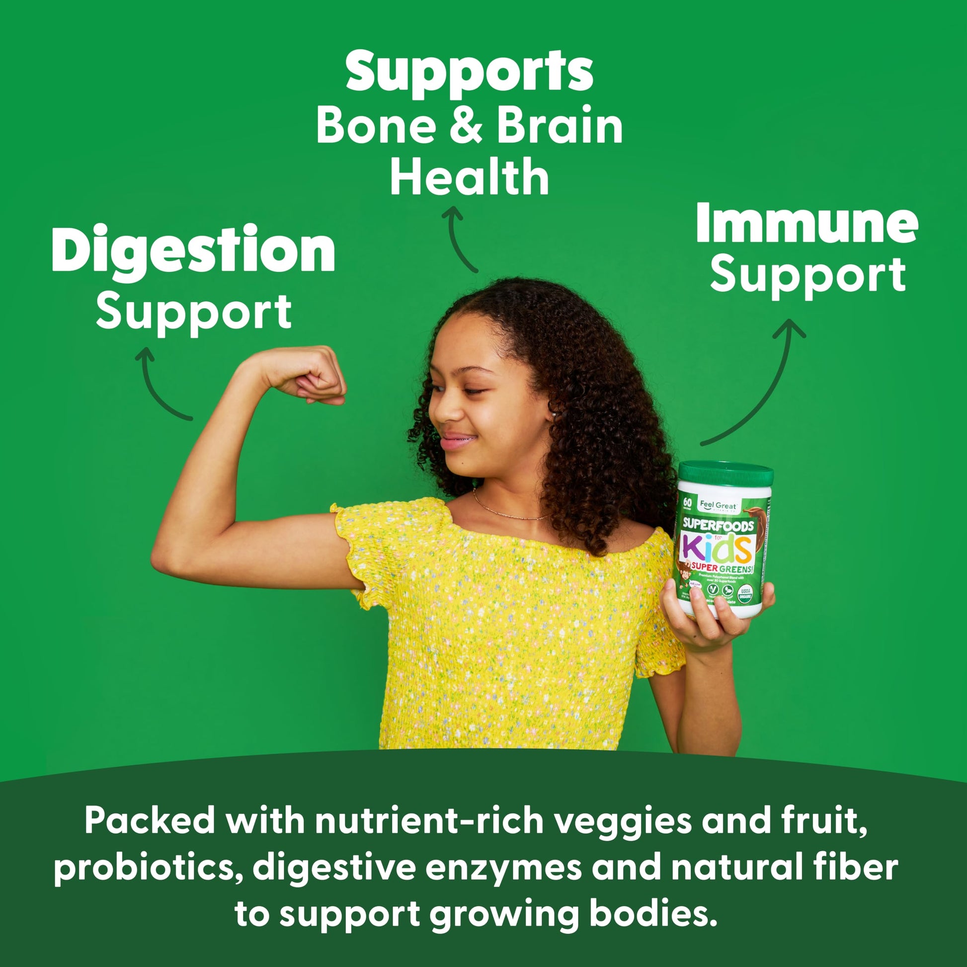Feel Great USDA Organic Super Greens Powder for Kids - Cocao Chocolate | Fruit & Veggie Supplement | Superfood Powder with Probiotics & Digestive Enzymes for Digestive Health | 60 Days Supply The Feel Great Vitamin Company buy supplements canada