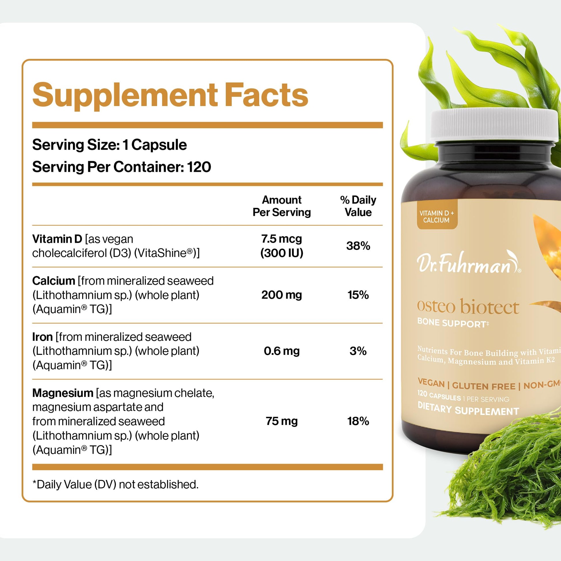 Dr. Fuhrman Osteo Bone Health Supplement | Wholefood Supplement for Women & Men | Vitamin for Bone Density | Organic Vitamin D3, Calcium, Magnesium & K2 | Natural Ingredients | 120 Caps Dr. Fuhrman buy supplements canada