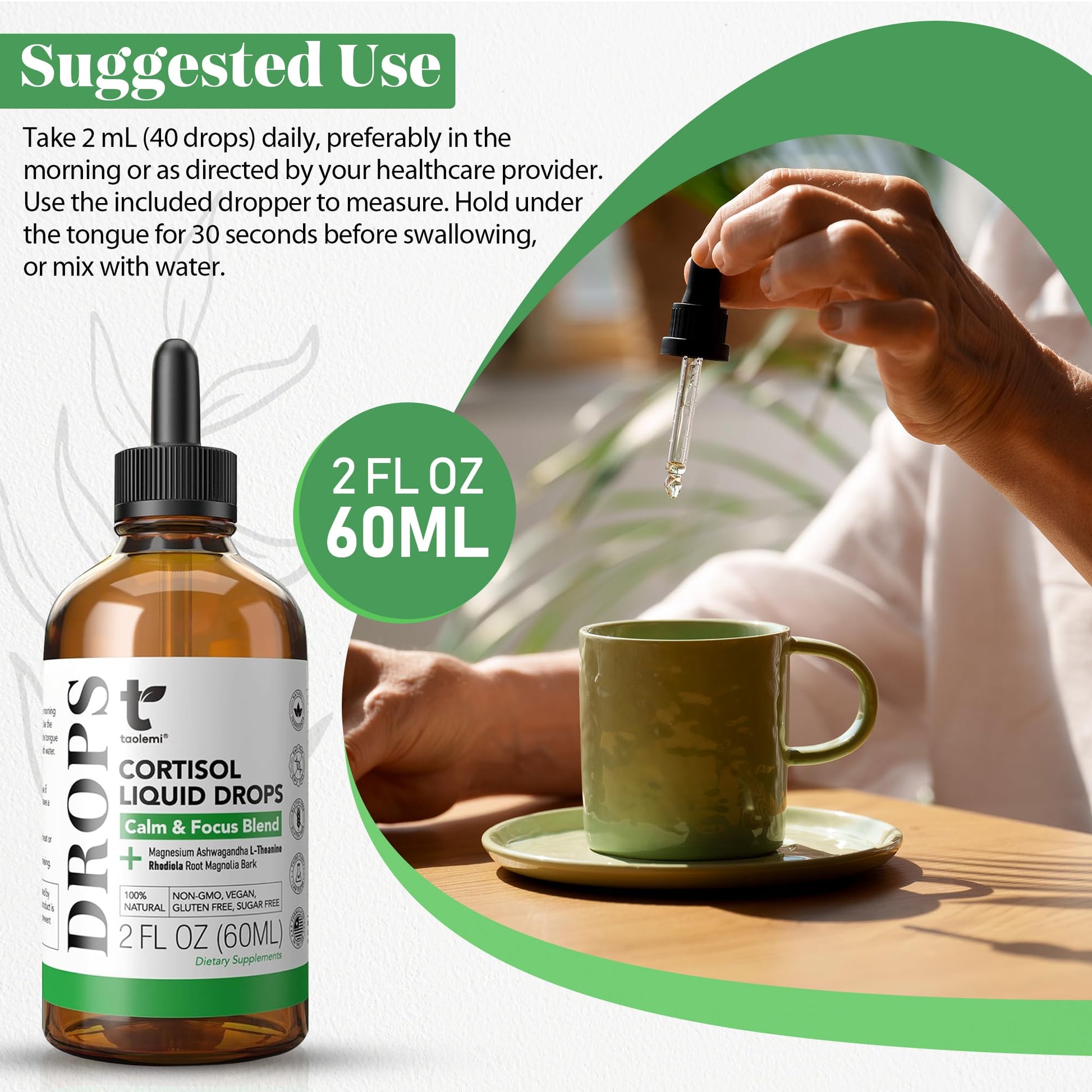 Cortisol Manager Drops with Magnesium & Ashwagandha - Advanced Liquid Blend for Relaxation, Supports Restful Sleep, Fast-Absorbing Liquid, Non-GMO, 2 Fl Oz taolemi buy supplements canada