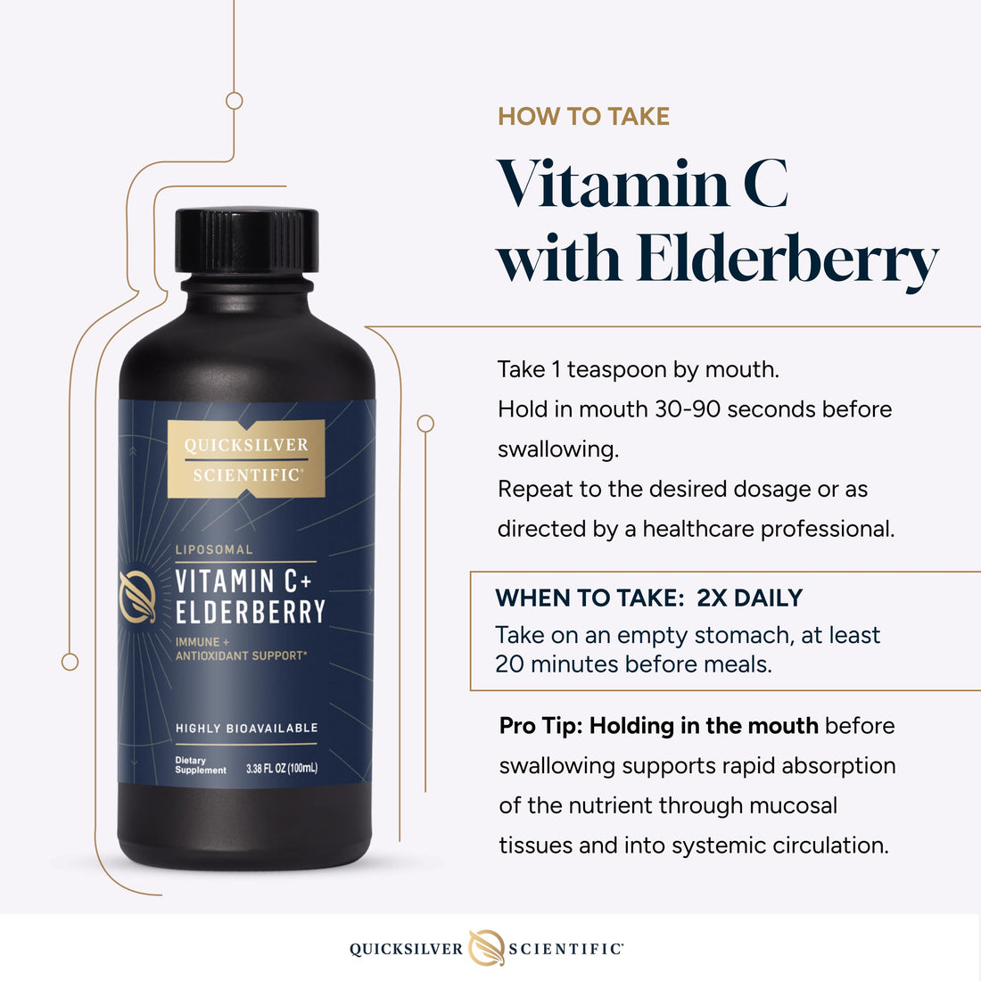 Quicksilver Scientific Liposomal Vitamin C + Elderberry - 1000mg with Superior Absorption Technology & Tocotrienols - Antioxidant & Immune Support Tonic (100ml), 1 Item Quicksilver Scientific buy supplements canada
