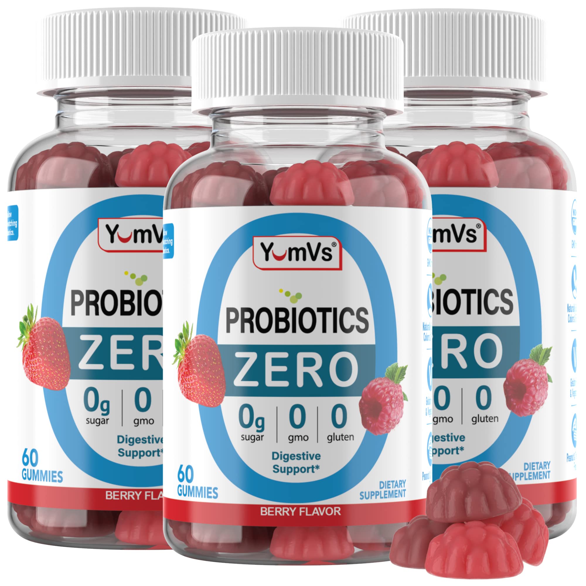 YUM-V'S Sugar Free Probiotic Gummies - Probiotics for Men & Women to Help Support Digestive Function – Adults & Kids Probiotic with 5 Billion CFU Bacillus Coagulans – Vegan & Gluten-Free (60 Count) YUM-V'S buy supplements canada