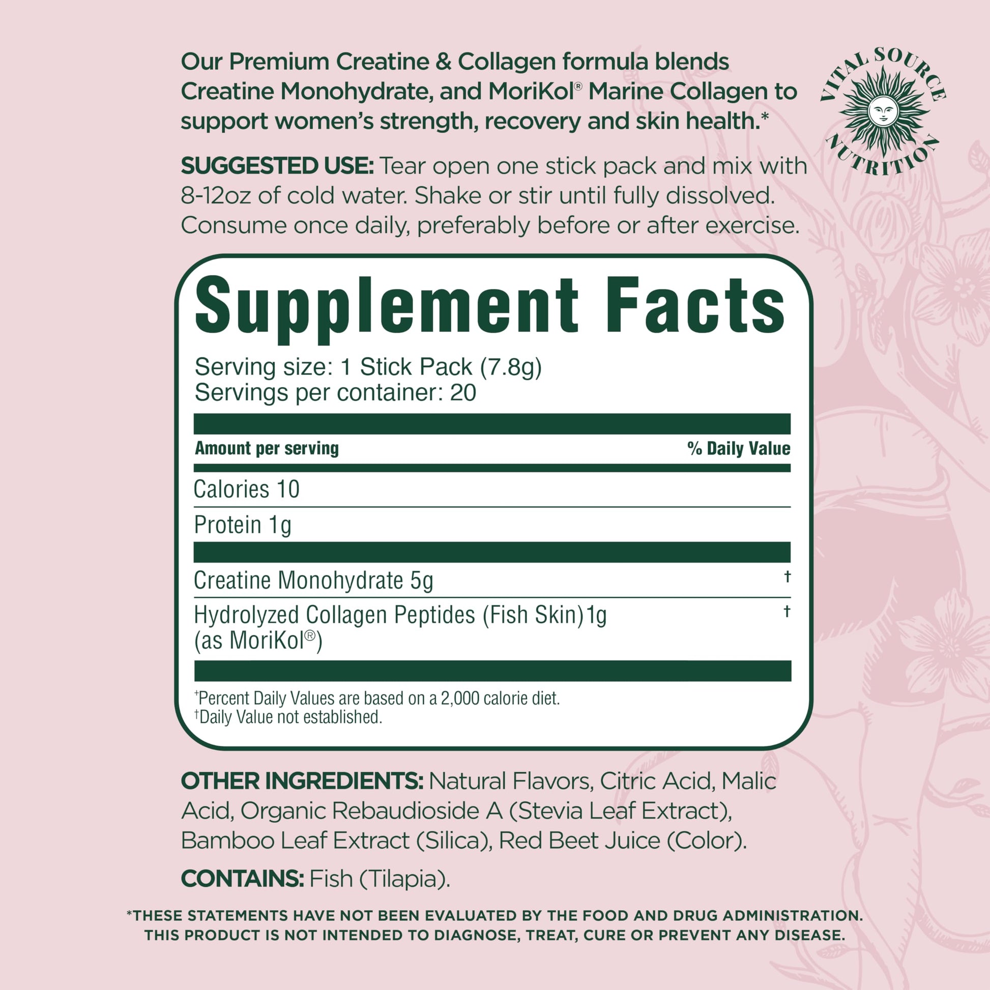 Vital Source Nutrition - Flexi - Creatine & Collagen Stick Packs - 5g Creatine Monohydrate + 1g MoriKol Collagen -Supports Strength, Recovery & Skin Health -20 Servings Vital Source Nutrition buy supplements canada