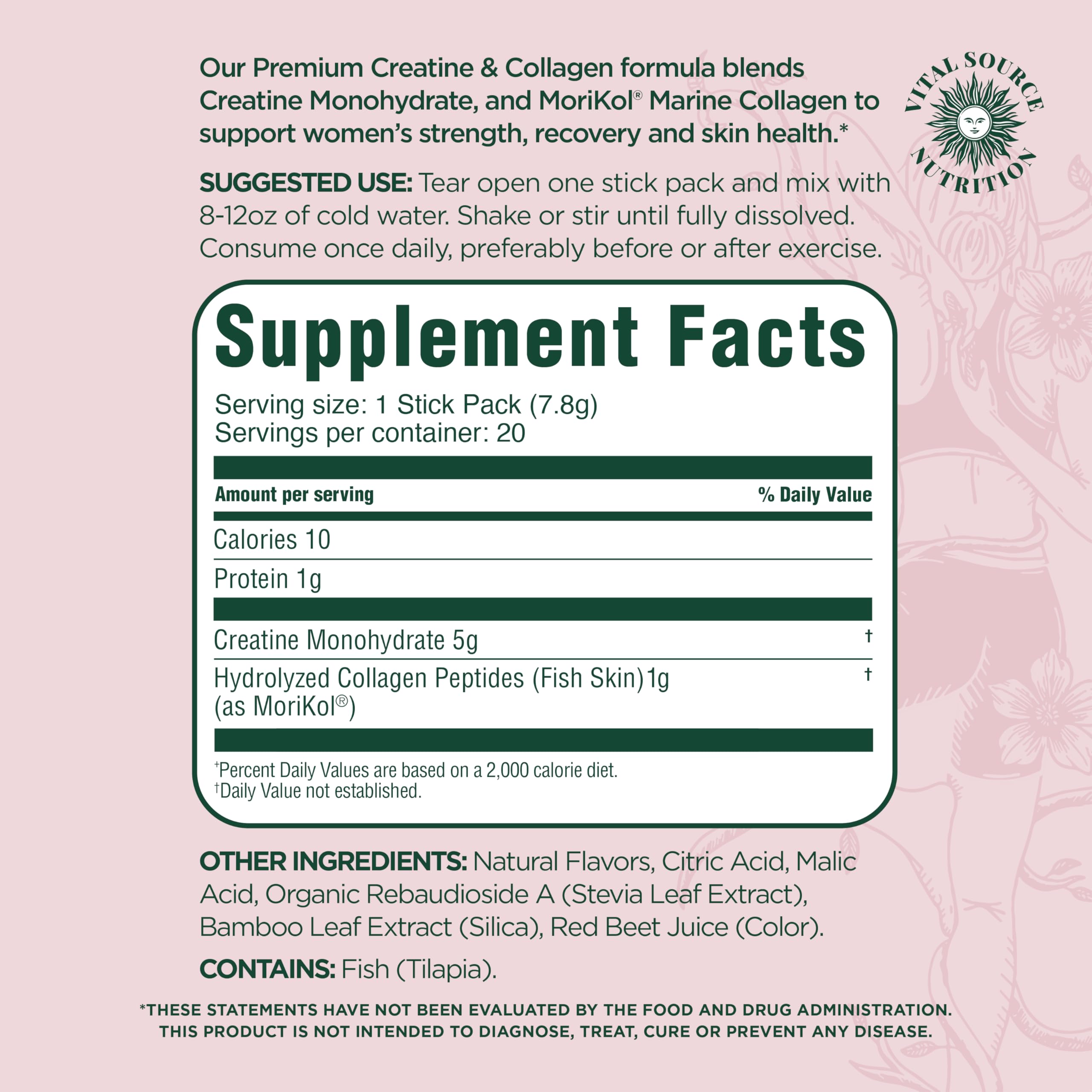 Vital Source Nutrition - Flexi - Creatine & Collagen Stick Packs - 5g Creatine Monohydrate + 1g MoriKol Collagen -Supports Strength, Recovery & Skin Health -20 Servings Vital Source Nutrition buy supplements canada