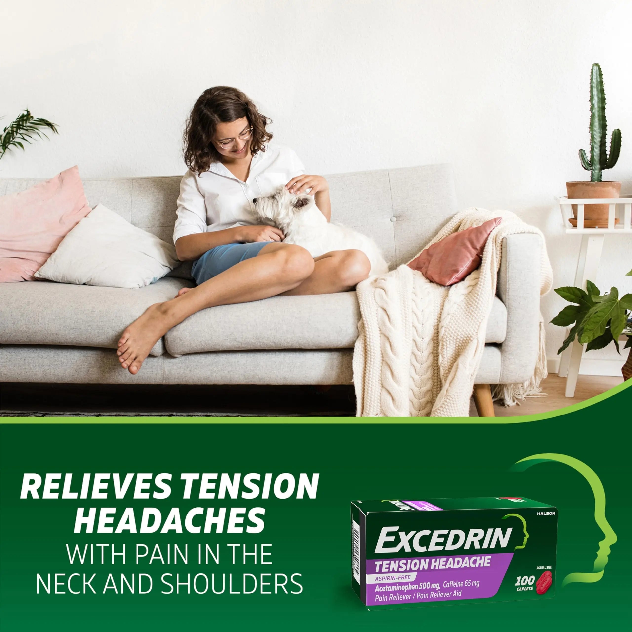 Excedrin Tension Headache Relief Caplets, Acetaminophen 500mg, Caffeine 65mg, Pain Reliever, Aspirin-Free, 100 Count Excedrin buy supplements canada