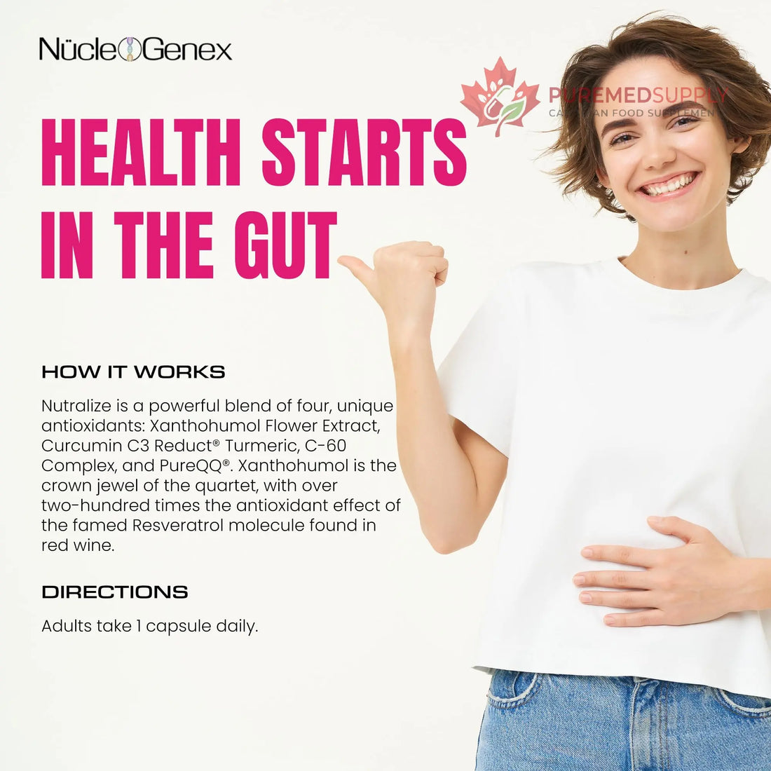Nucleogenex - Nutralize - The Key to Supporting a Healthy Aging Process and Immune System - Potent Blend for Powerful Cell Protection - Xanthohumol, CurcuPrime, C-60 Complex, PureQQ - 30 Capsules NucleOGenex buy supplements canada
