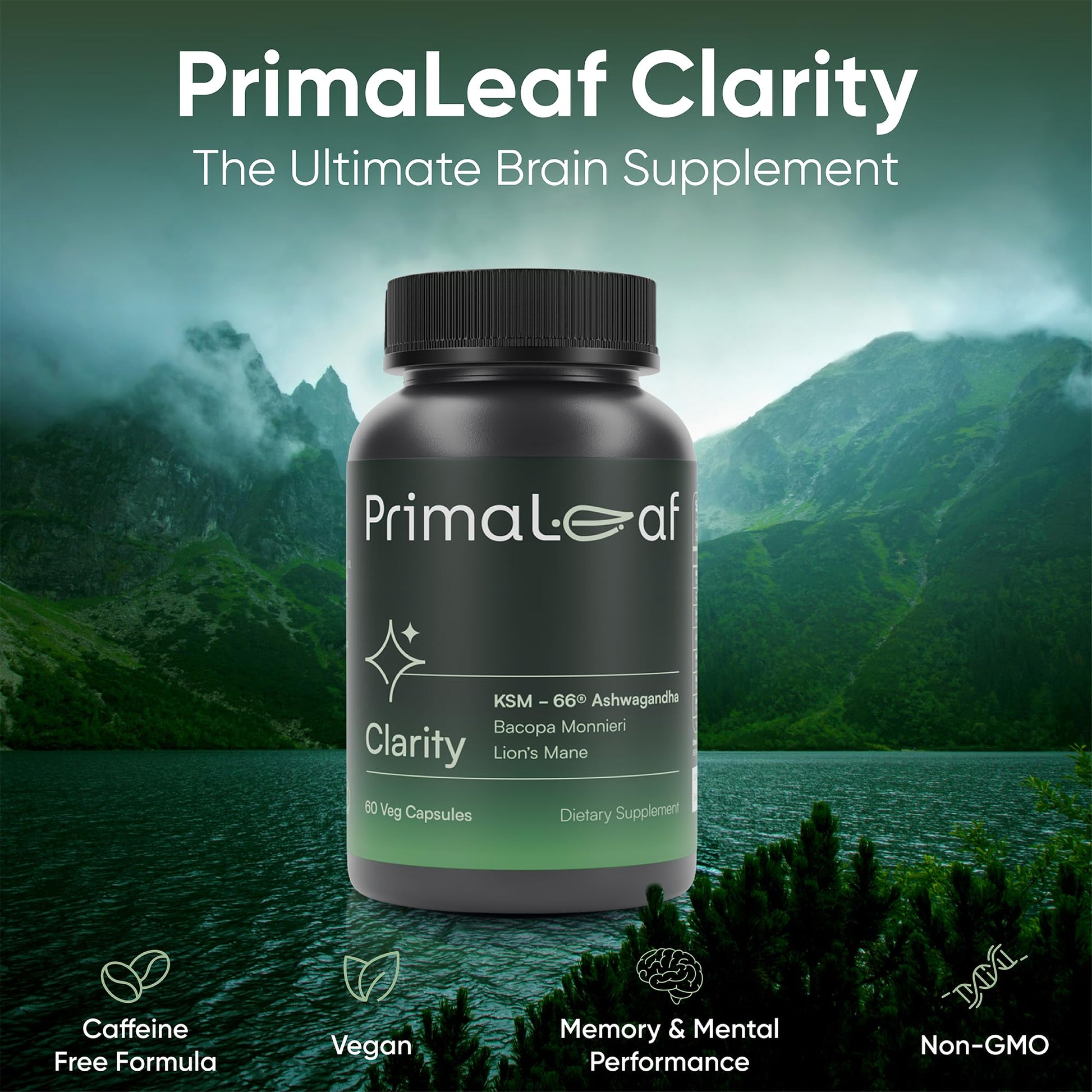 PrimaLeaf Clarity Nootropics Brain Supplement for Focus, Memory, & Stress Relief | Natural Nootropic with KSM66 Ashwagandha, Lions Mane, Bacopa, L Theanine | Cognitive & Mood Support | 60 Veg Capsules PrimaLeaf buy supplements canada