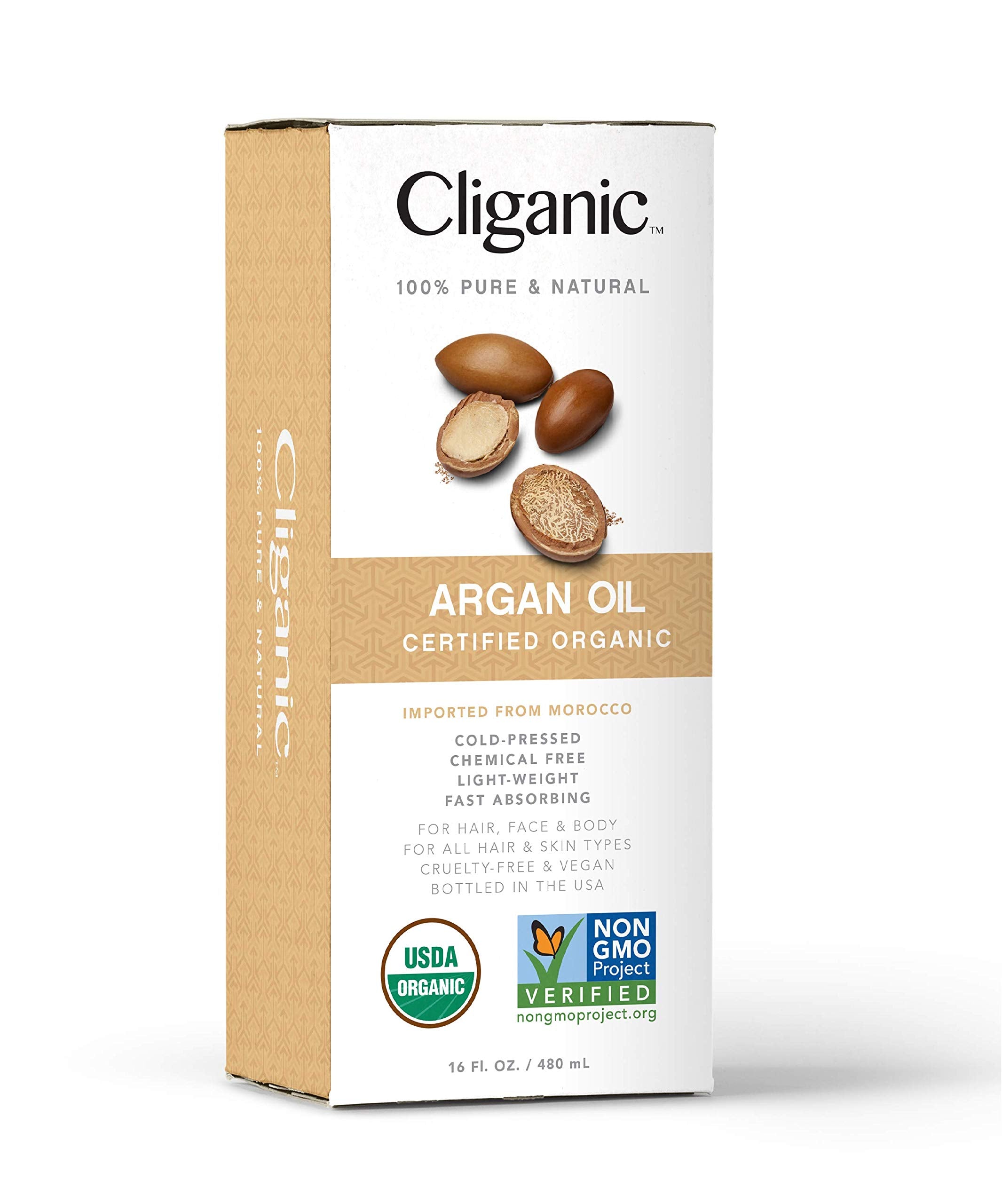 Cliganic Organic Argan Oil 16oz with Pump, 100% Pure | Bulk for Hair, Face & Skin Cliganic buy supplements canada