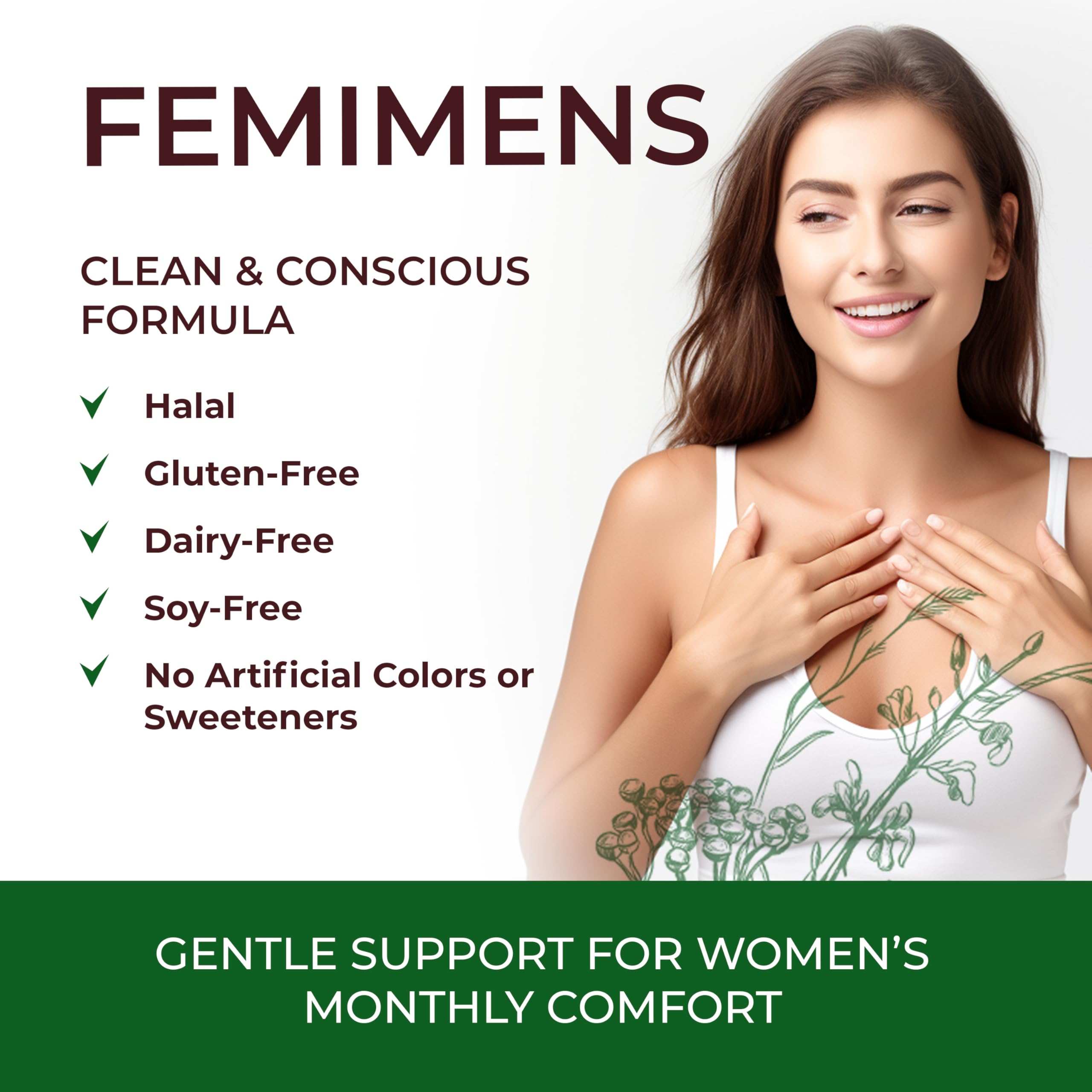 FEMIMENS – PMS Support Supplement for Women – PMS Relief for Women & Menstrual Cramp Relief – Hormonal Balance for Women – Chasteberry Vitex, Ashwagandha, Ginger, Fenugreek – 120 Vegan Capsules Ananta Medicare USA buy supplements canada