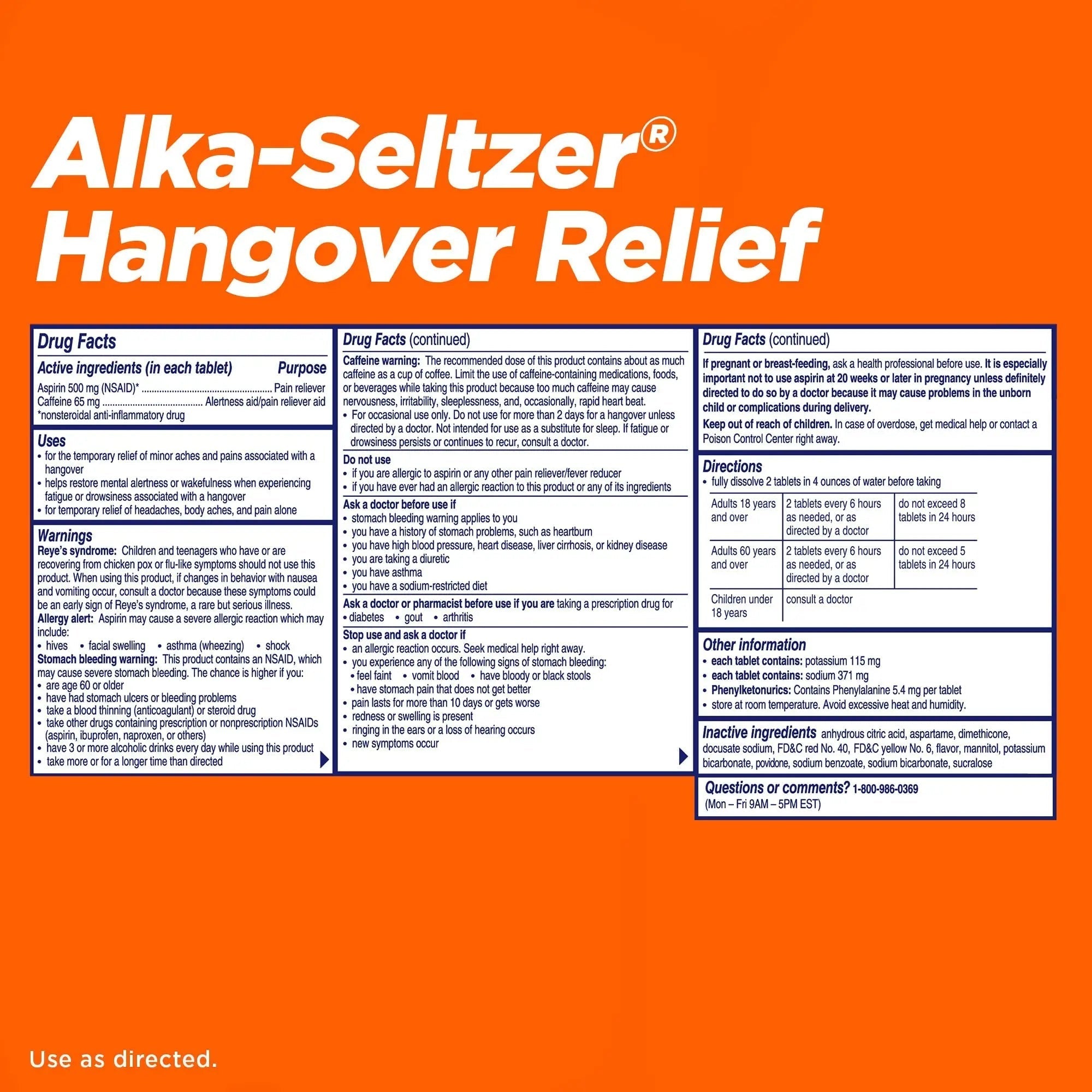 Alka-Seltzer Hangover Relief Tablets, Fast Relief Starts In About 15 Minutes for Headaches, Body Aches & Mental Fatigue, Bachelorette & Bachelor Party Packs 60 Count (3 Boxes, 20 Tablets Each) Alka-Seltzer buy supplements canada