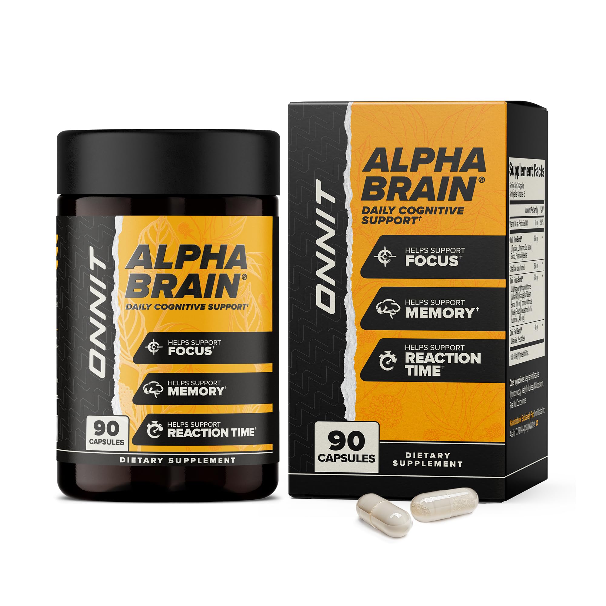 ONNIT Alpha Brain Nootropic Brain Supplement for Men and Women, IGEN Non-GMO Tested, Memory, Mental Clarity, Cognitive Support and Focus Capsules with L-Theanine and Vitamin B6 (90 Count) ONNIT buy supplements canada