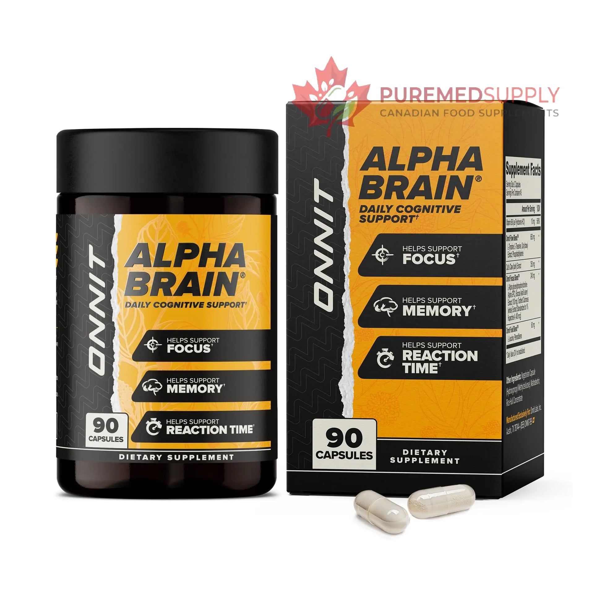 ONNIT Alpha Brain Nootropic Brain Supplement for Focus, Memory, Mental Clarity, Cognitive Support with L-Theanine and Vitamin B6, 90 Count ONNIT buy supplements canada