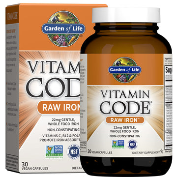 Garden of Life Vitamin Code Raw Iron Supplement - 30 Vegan Capsules, 22mg Once Daily Iron, Vitamins C, B12, Folate, Fruit, Veggies & Probiotics, Iron Supplements for Women Garden of Life buy supplements canada