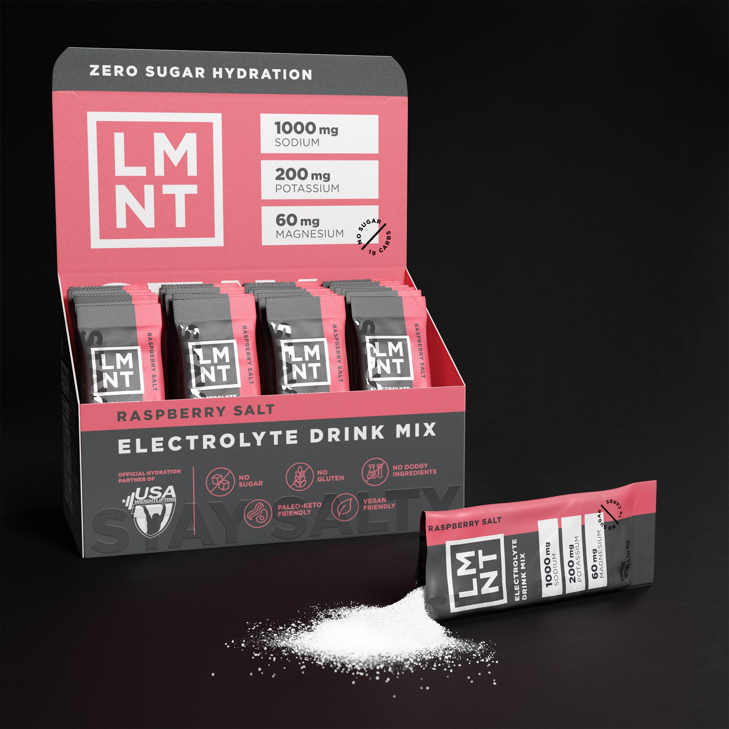 LMNT Zero Sugar Electrolytes - Raspberry Salt | Drink Mix | 30-Count Drink LMNT buy supplements canada
