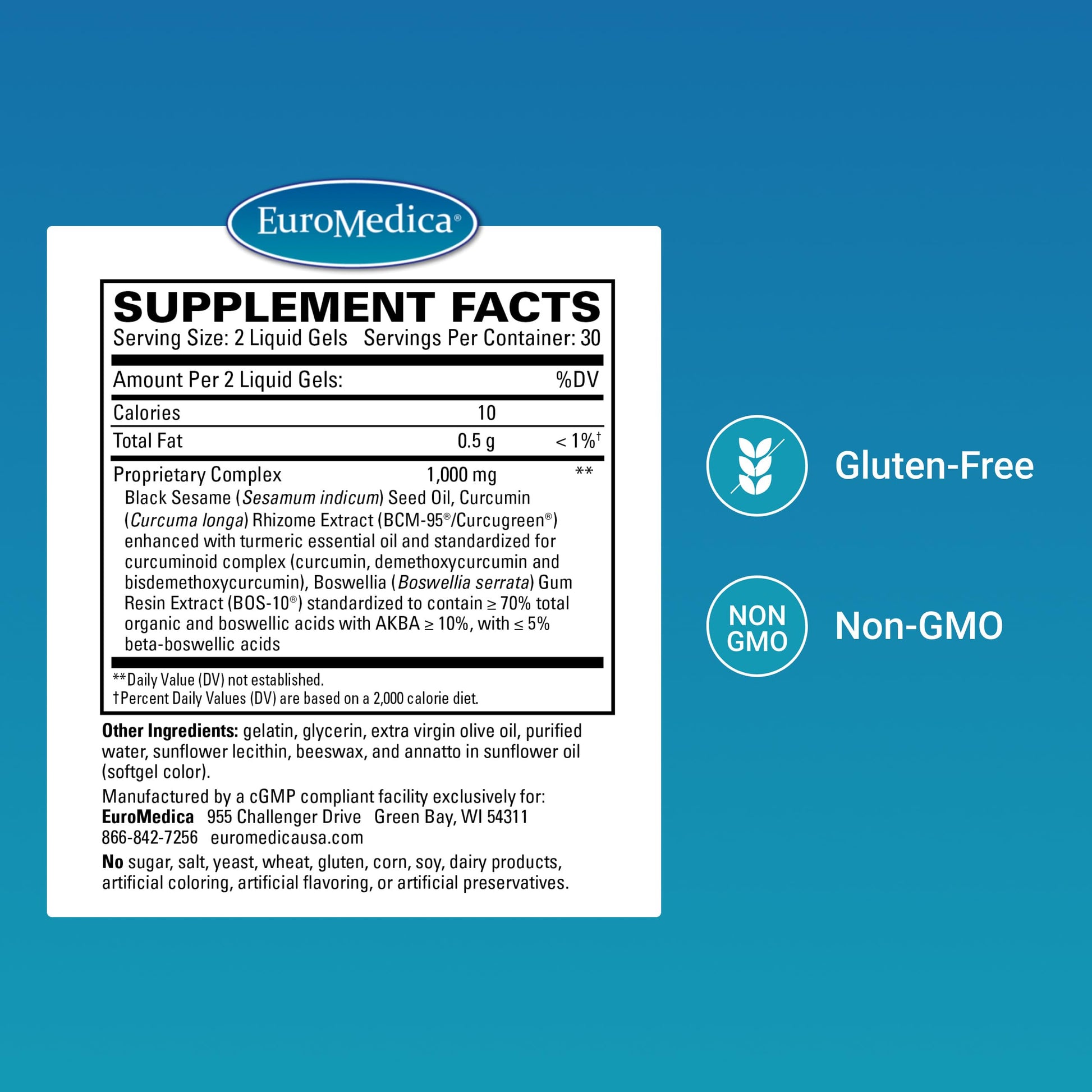 EuroMedica Acute Pain Relief - Dietary Supplement with BCM-95 Curcumin & BOS-10 Boswellia - Black Sesame Seed Oil Supplement to Support Relief of Occasional Discomfort - 60 Liquid Gels EuroMedica buy supplements canada