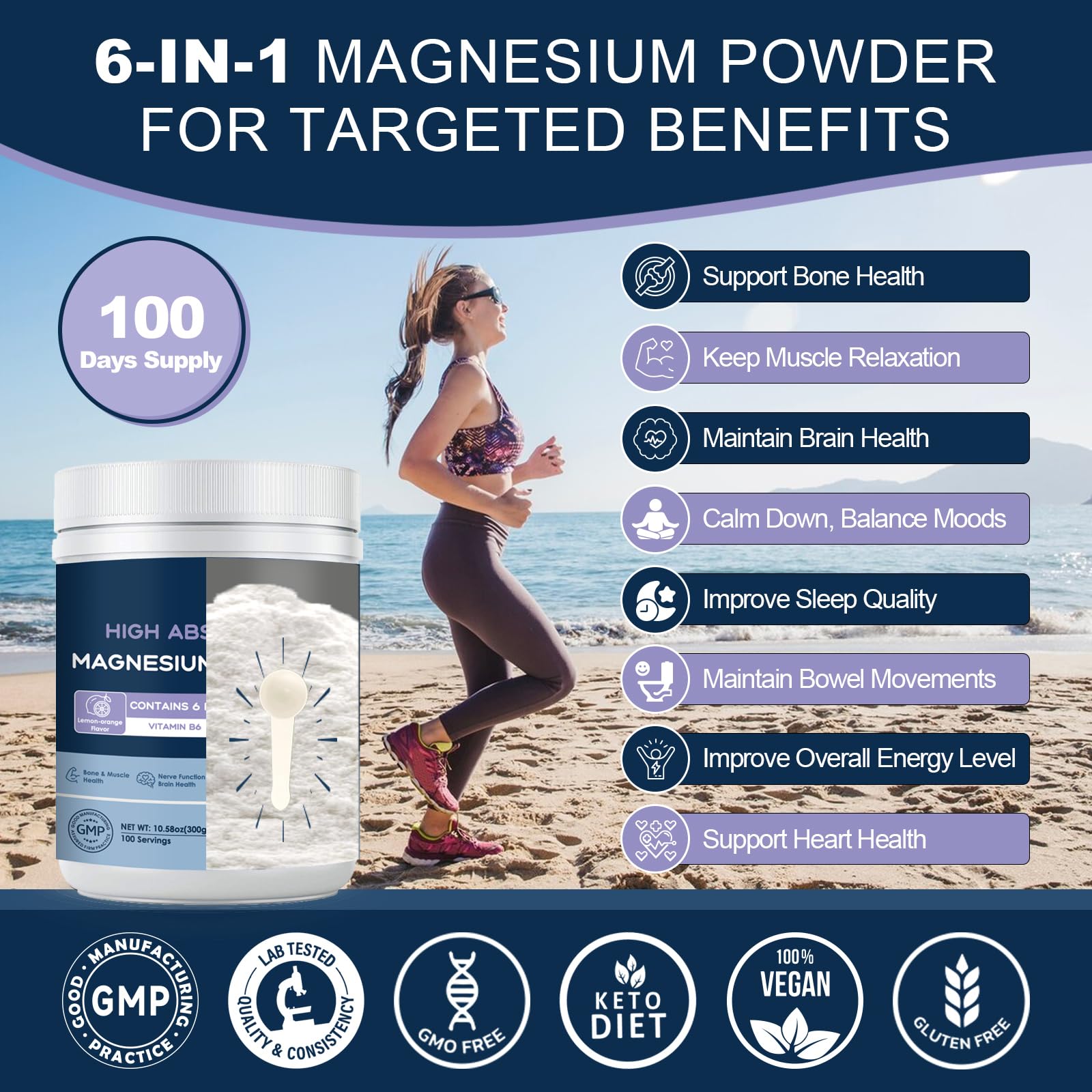 NATURE TARGET Magnesium Powder Supplement with Glycinate, Citrate, Malate, Magnesium Complex with L-Theanine & Vitamin B6 for Muscle, Heart & Brain, Vegan, 10.58 oz (100 Servings), Lemon Orange Flavor NATURE TARGET buy supplements canada