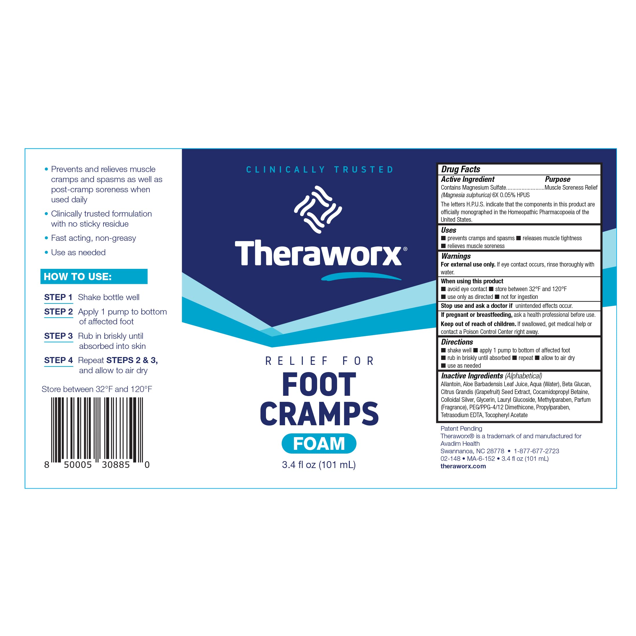Theraworx Fast-Acting Foam for Foot Cramp Relief with Magnesium Sulfate - 3.4 Fl Oz - 1 Count Theraworx buy supplements canada